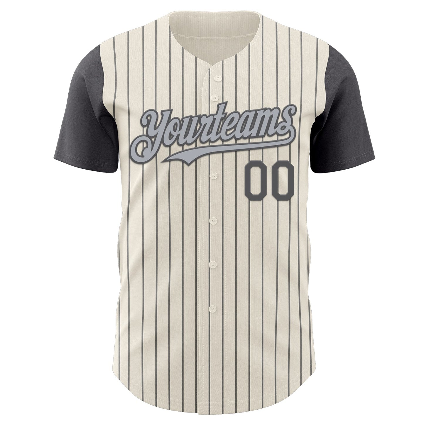 Custom Cream Steel Gray Pinstripe Gray Authentic Two Tone Baseball Jersey view 2
