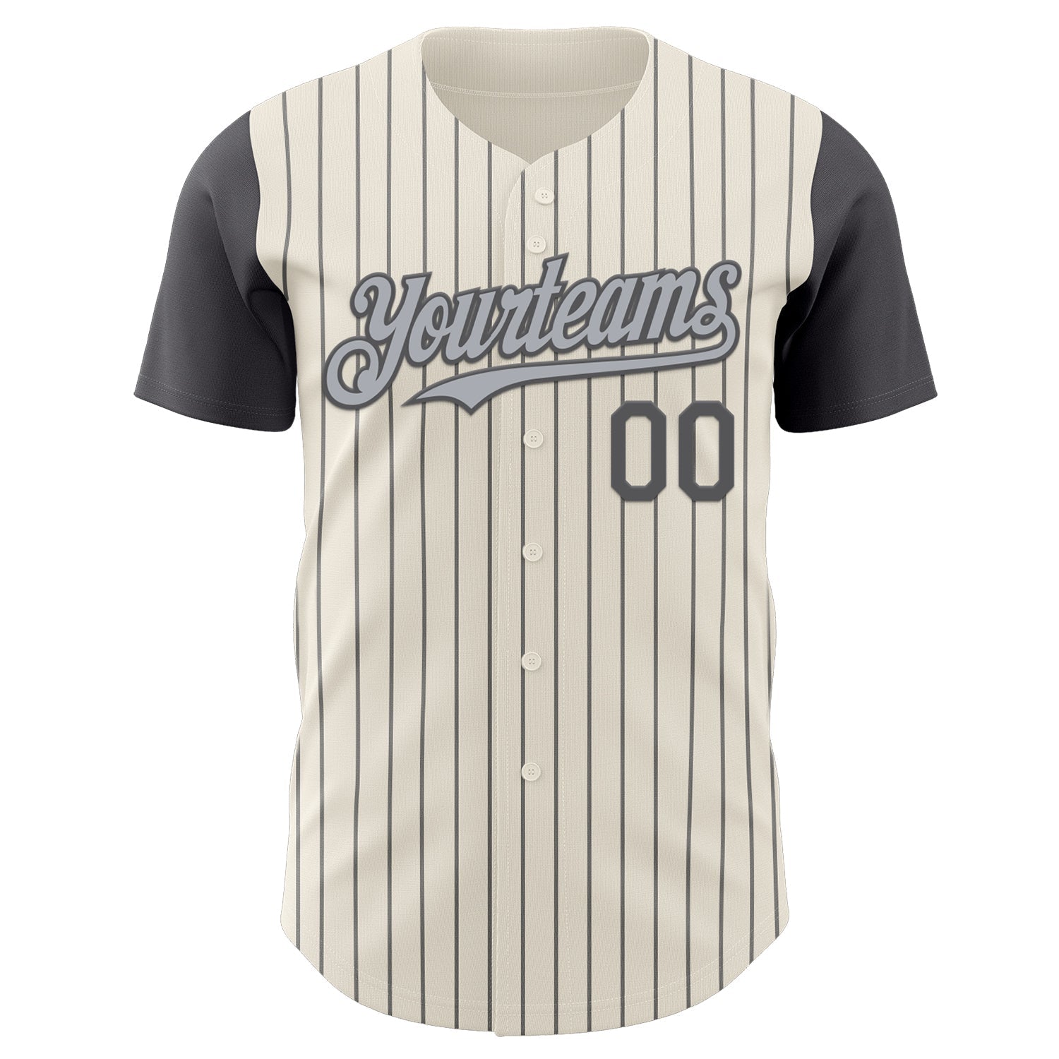 Custom Cream Steel Gray Pinstripe Gray Authentic Two Tone Baseball Jersey view 2