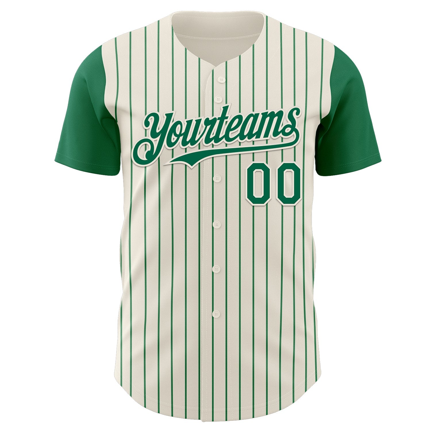 Custom Cream Kelly Green Pinstripe Kelly Green Authentic Two Tone Baseball Jersey view 2