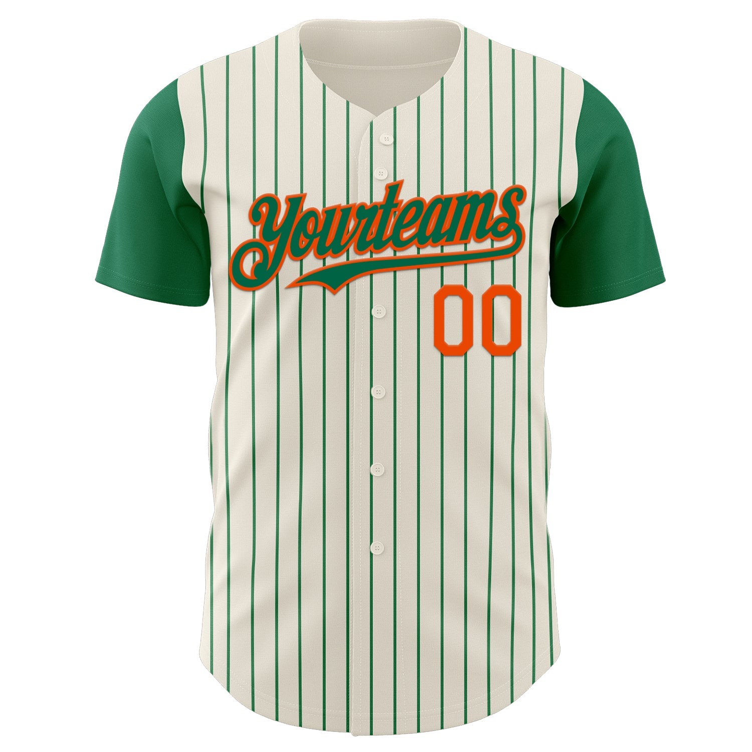 Custom Cream Kelly Green Pinstripe Orange Authentic Two Tone Baseball Jersey view 2