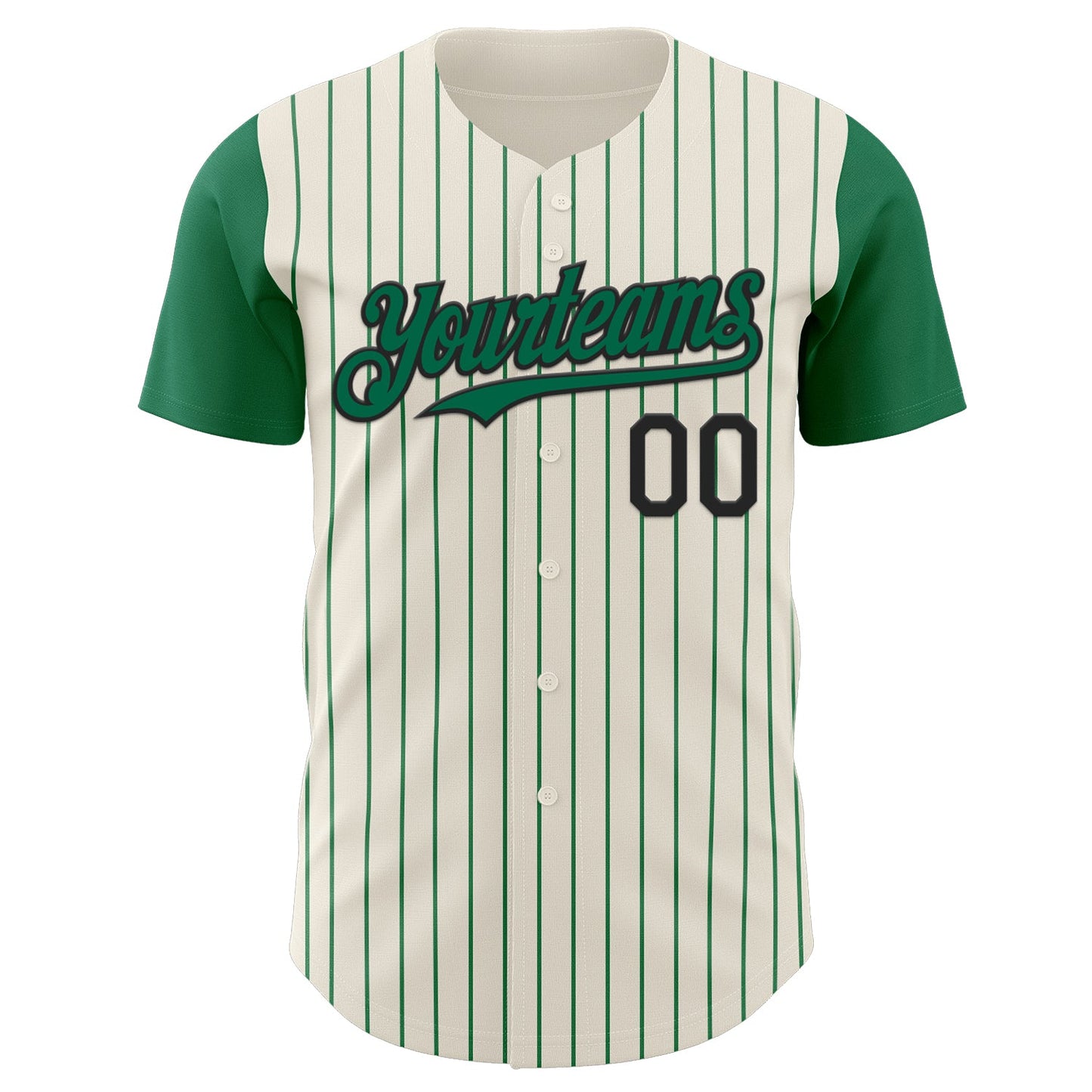 Custom Cream Kelly Green Pinstripe Black Authentic Two Tone Baseball Jersey view 2