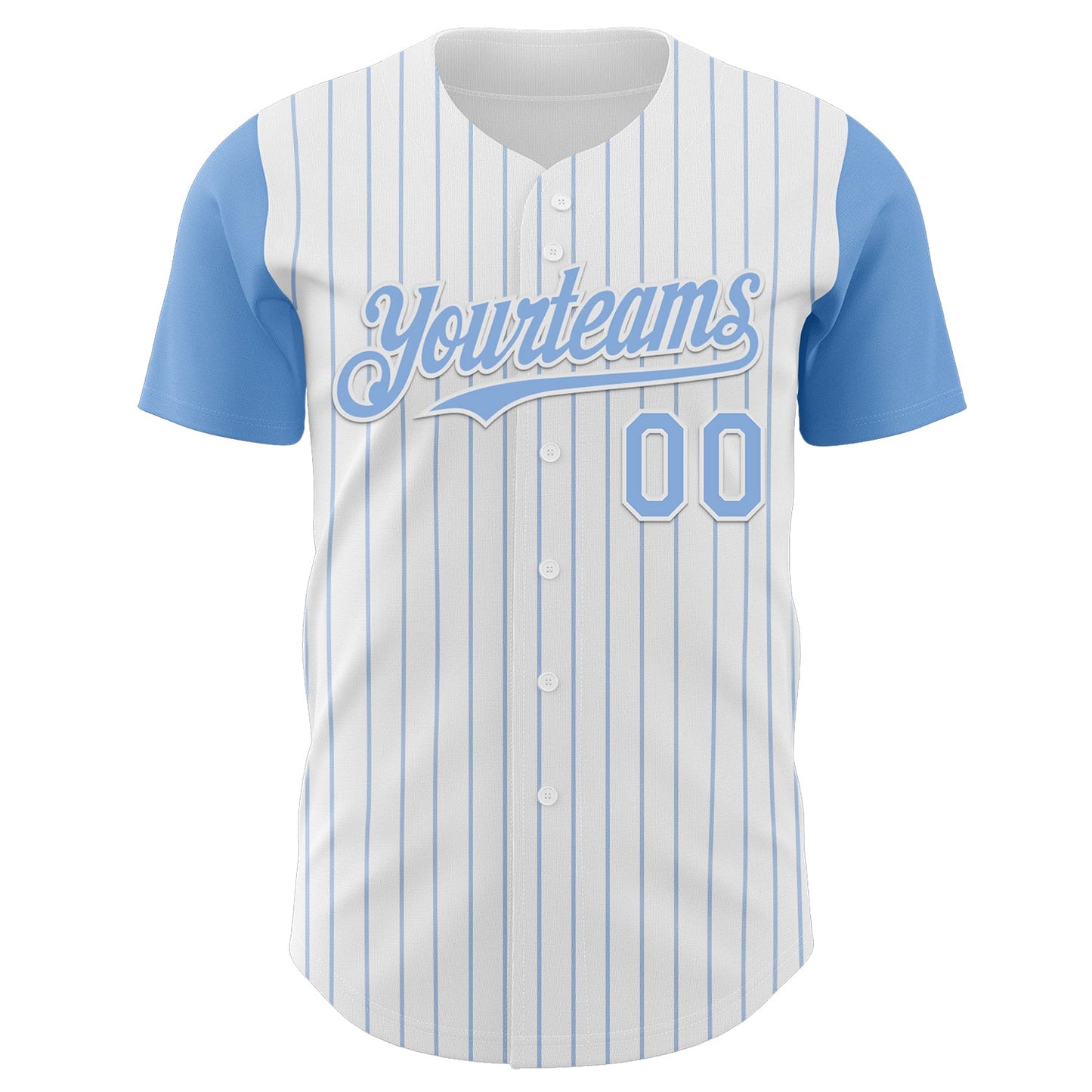 Custom White Light Blue Pinstripe Light Blue Authentic Two Tone Baseball Jersey view 2