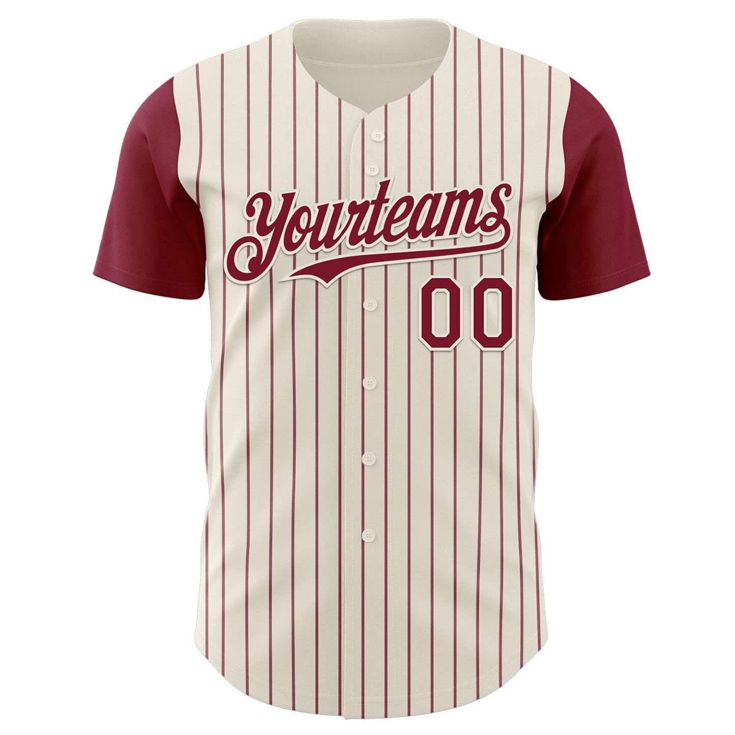 Custom Cream Crimson Pinstripe Crimson Authentic Two Tone Baseball Jersey view 2