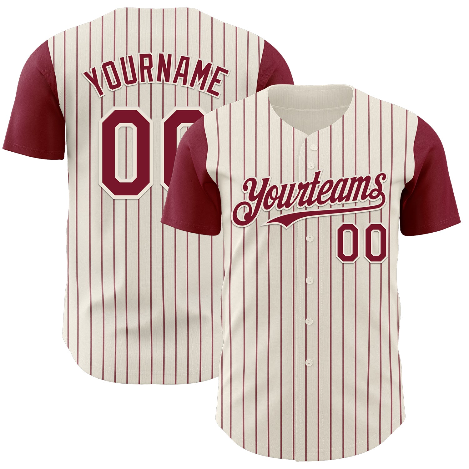 Custom Cream Crimson Pinstripe Crimson Authentic Two Tone Baseball Jersey - Main View