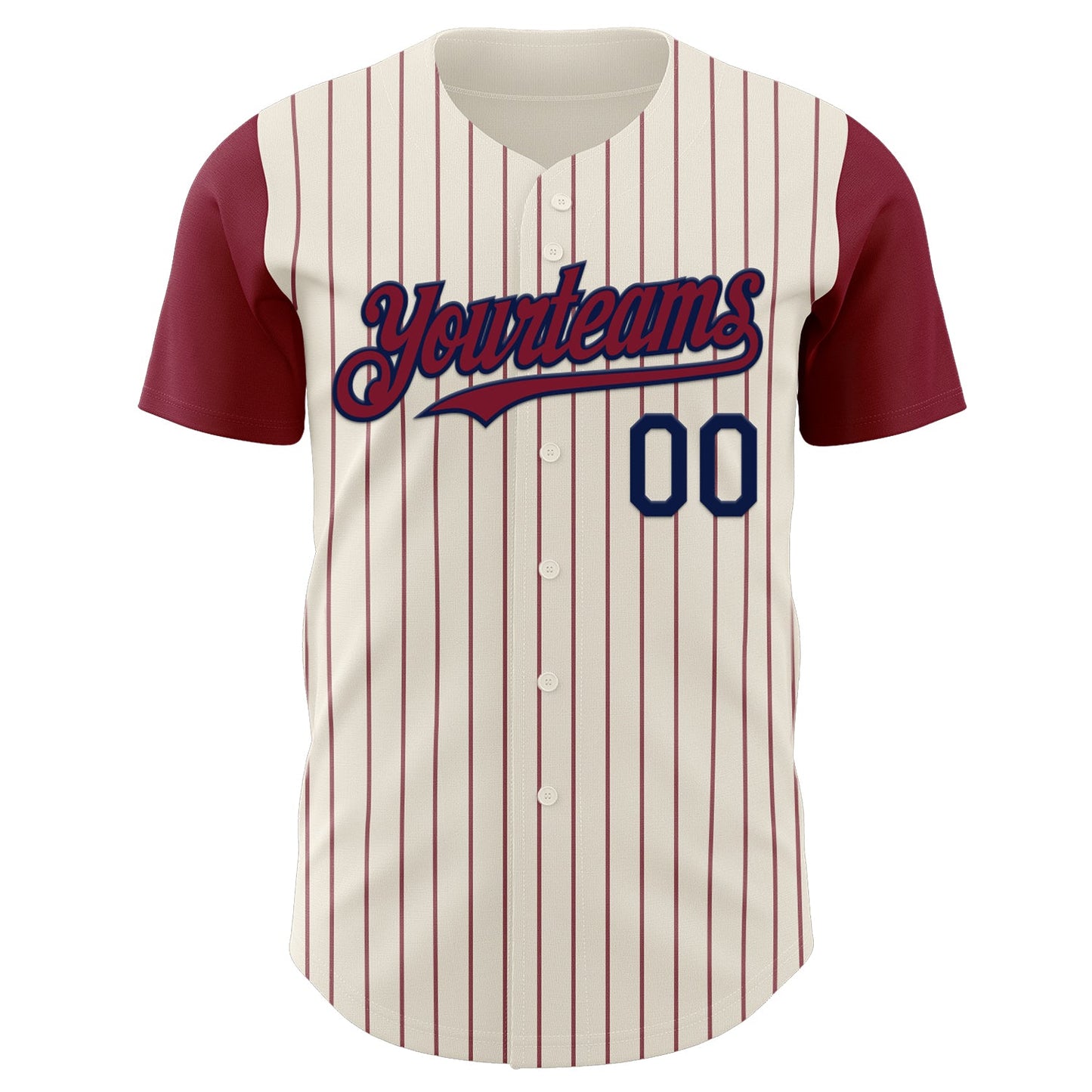 Custom Cream Crimson Pinstripe Navy Authentic Two Tone Baseball Jersey view 2