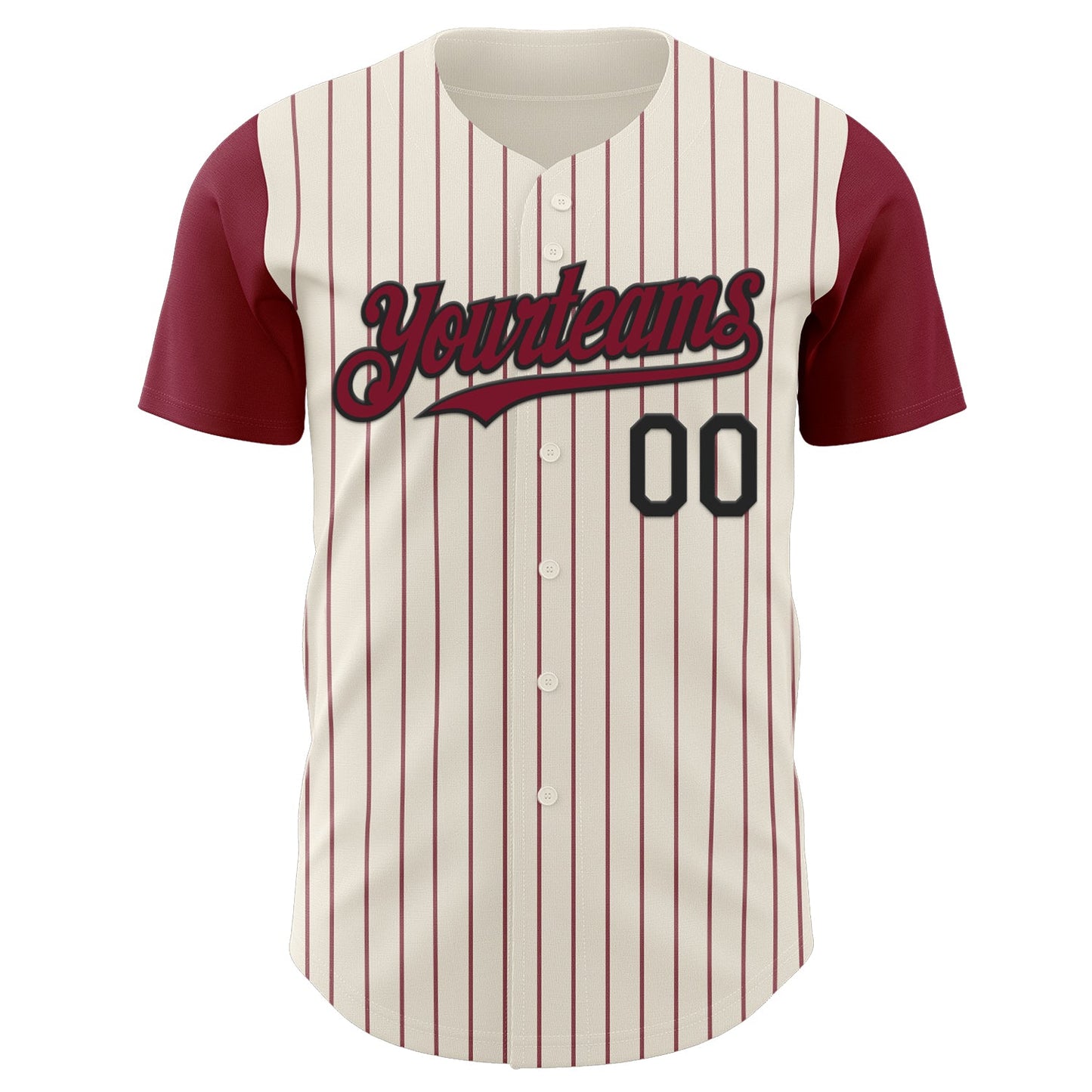 Custom Cream Crimson Pinstripe Black Authentic Two Tone Baseball Jersey view 2