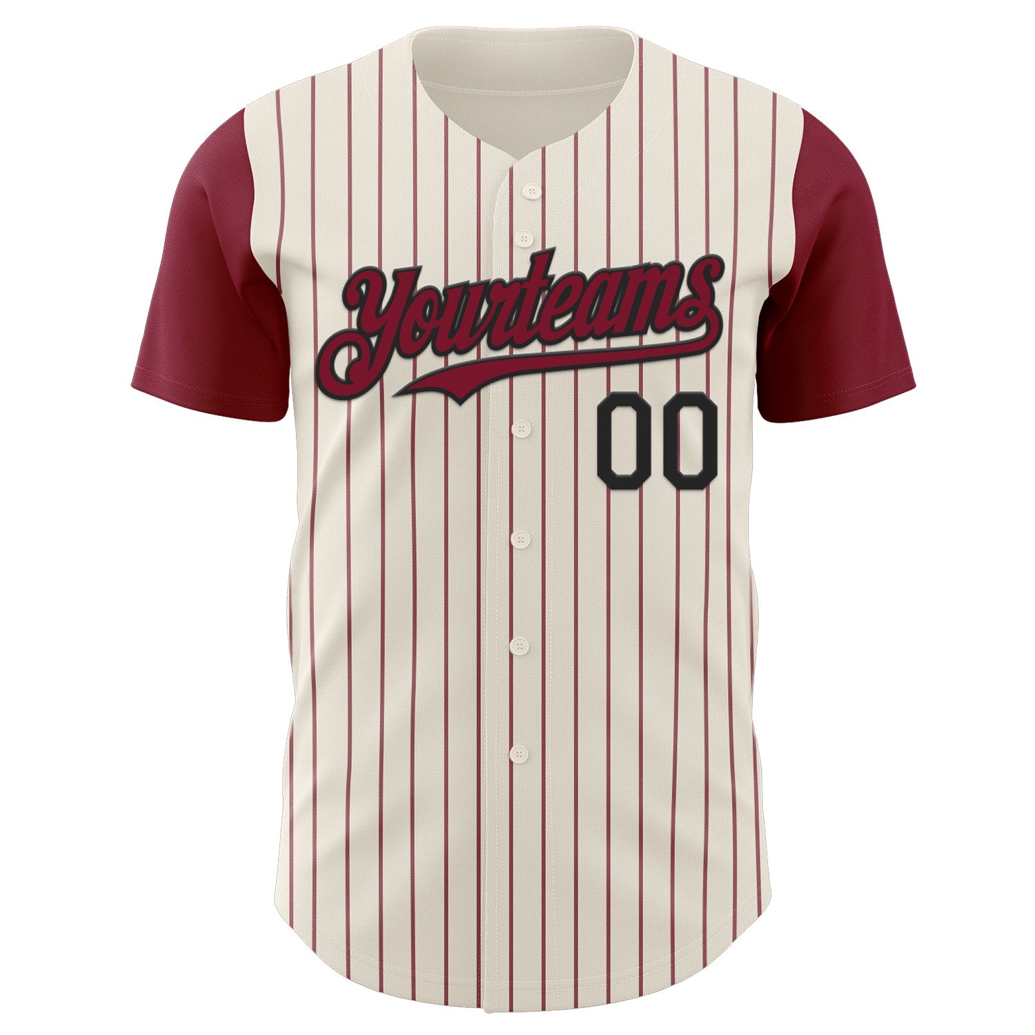 Custom Cream Crimson Pinstripe Black Authentic Two Tone Baseball Jersey view 2