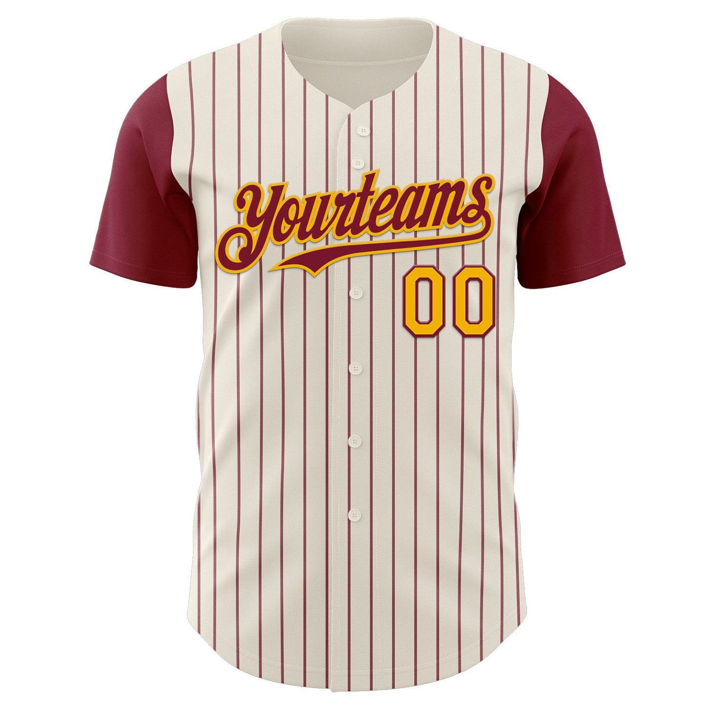 Custom Cream Crimson Pinstripe Gold Authentic Two Tone Baseball Jersey view 2