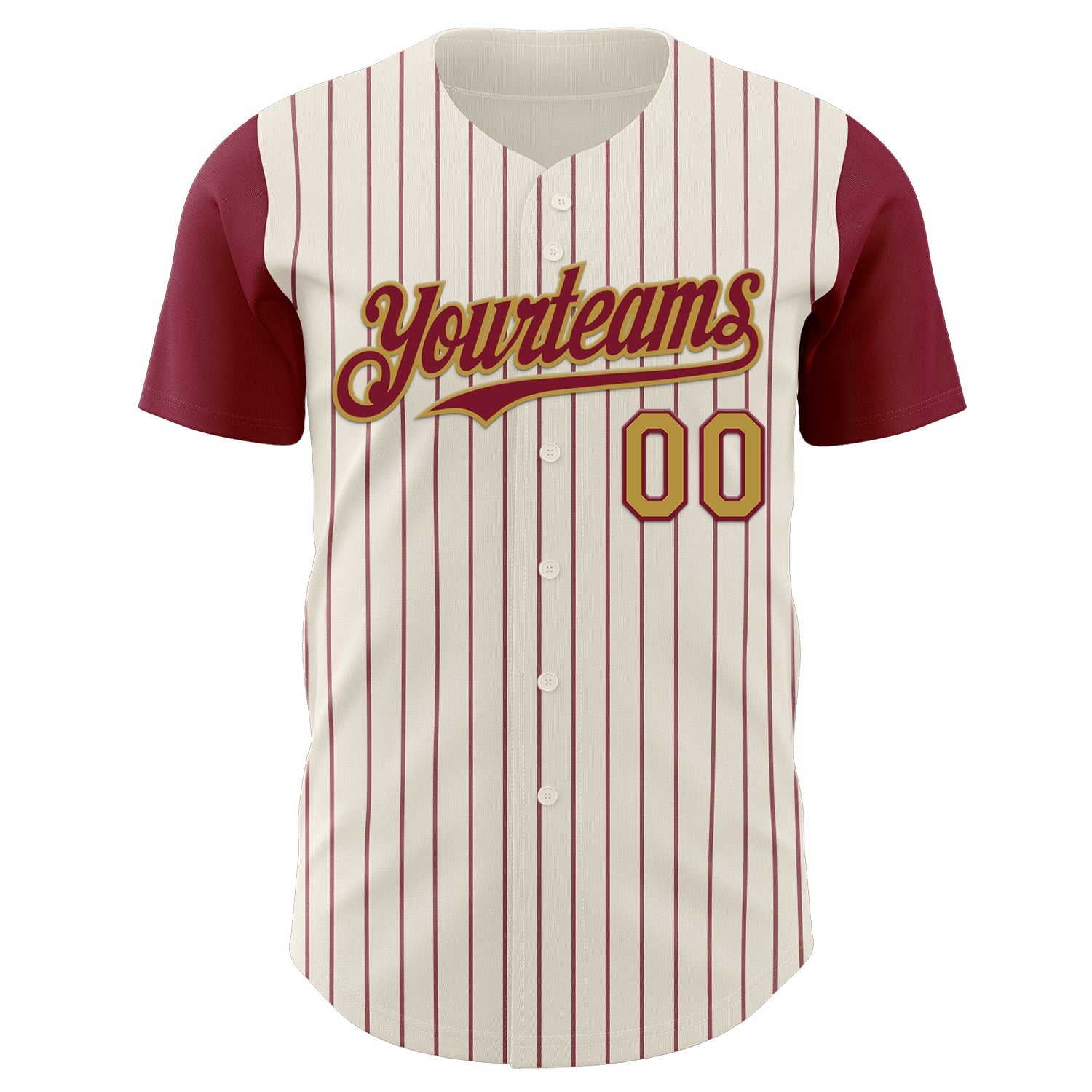 Custom Cream Crimson Pinstripe Old Gold Authentic Two Tone Baseball Jersey view 2