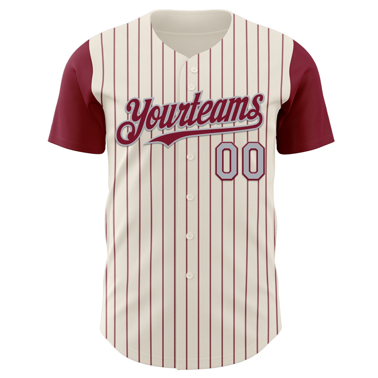 Custom Cream Crimson Pinstripe Gray Authentic Two Tone Baseball Jersey view 2