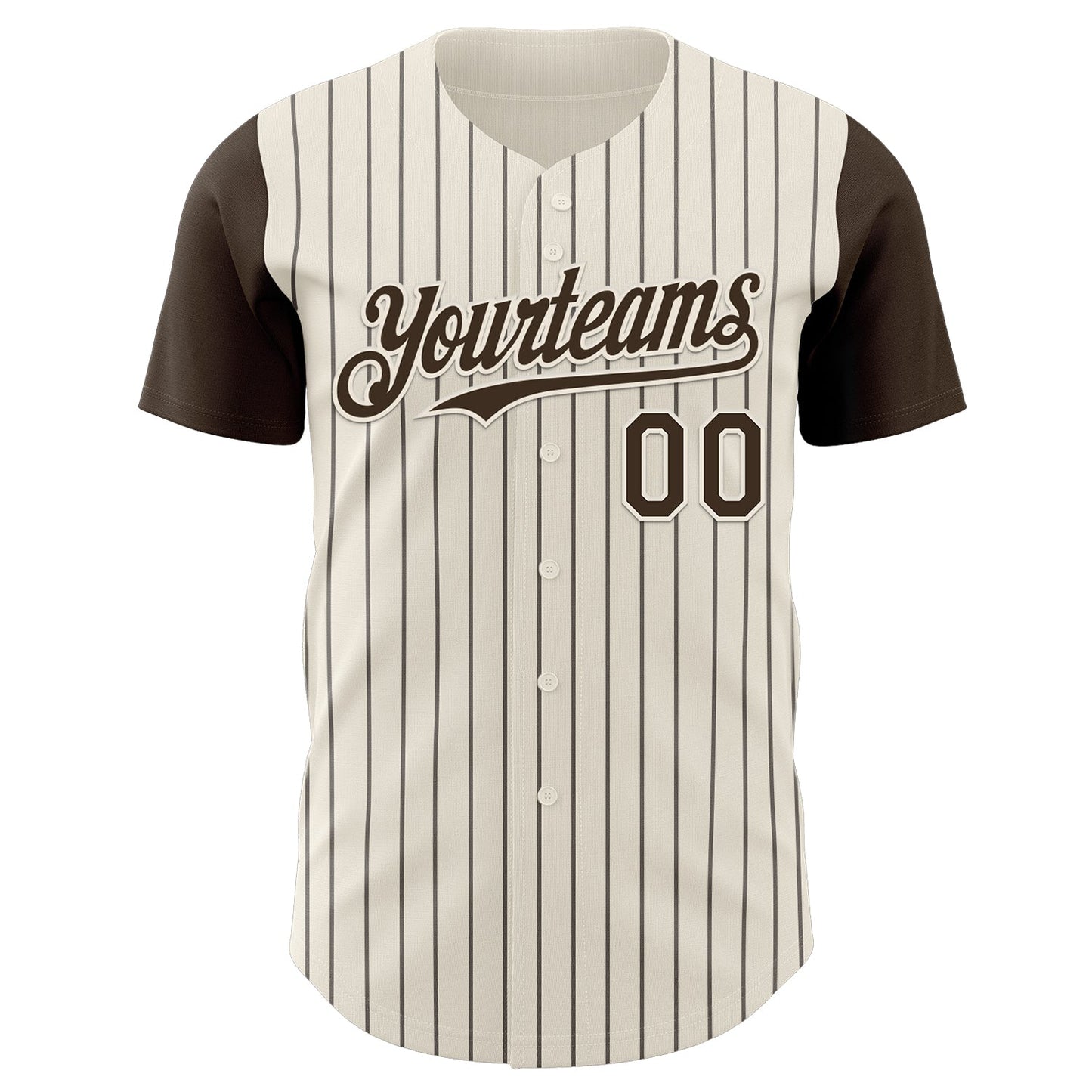Custom Cream Brown Pinstripe Brown Authentic Two Tone Baseball Jersey view 2