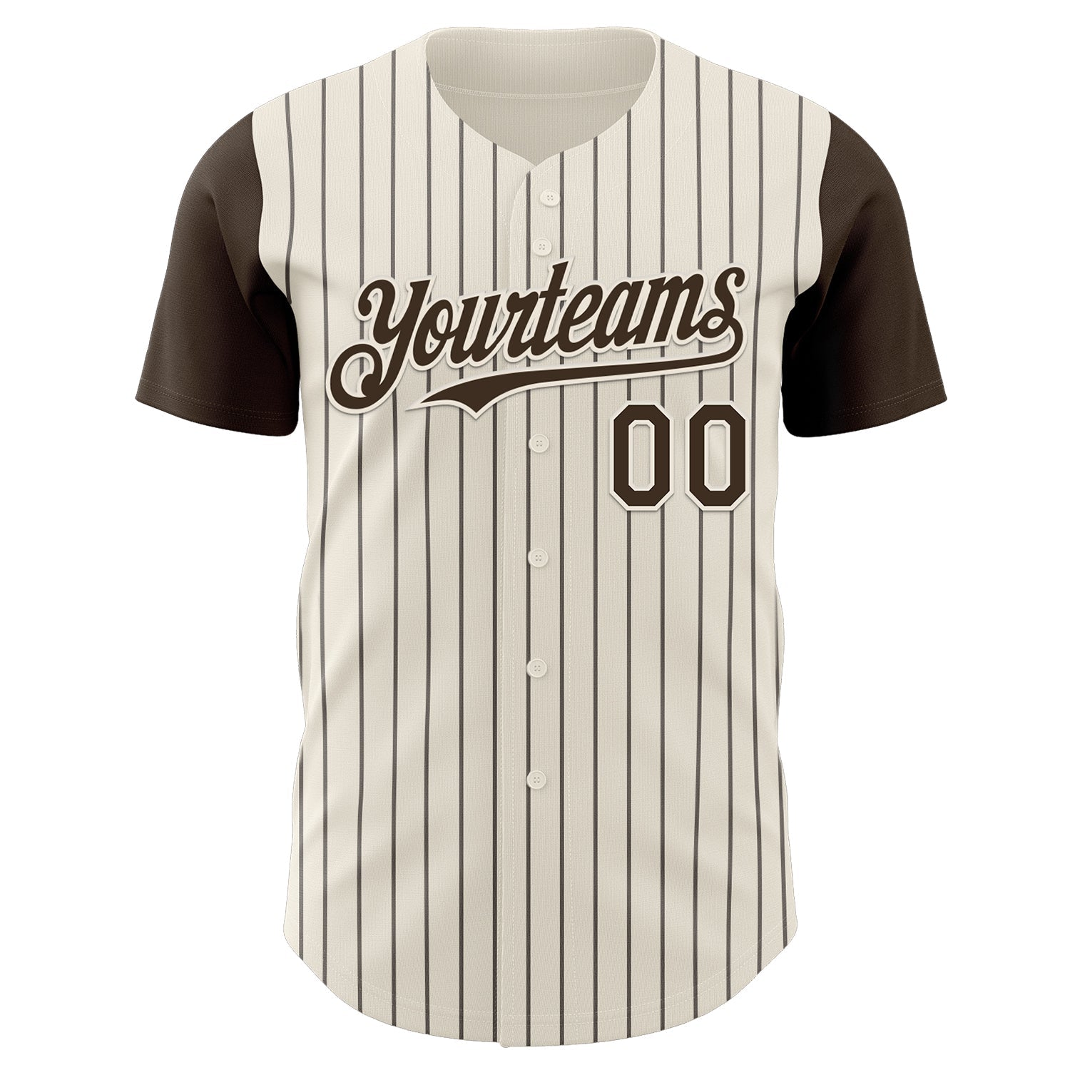 Custom Cream Brown Pinstripe Brown Authentic Two Tone Baseball Jersey view 2