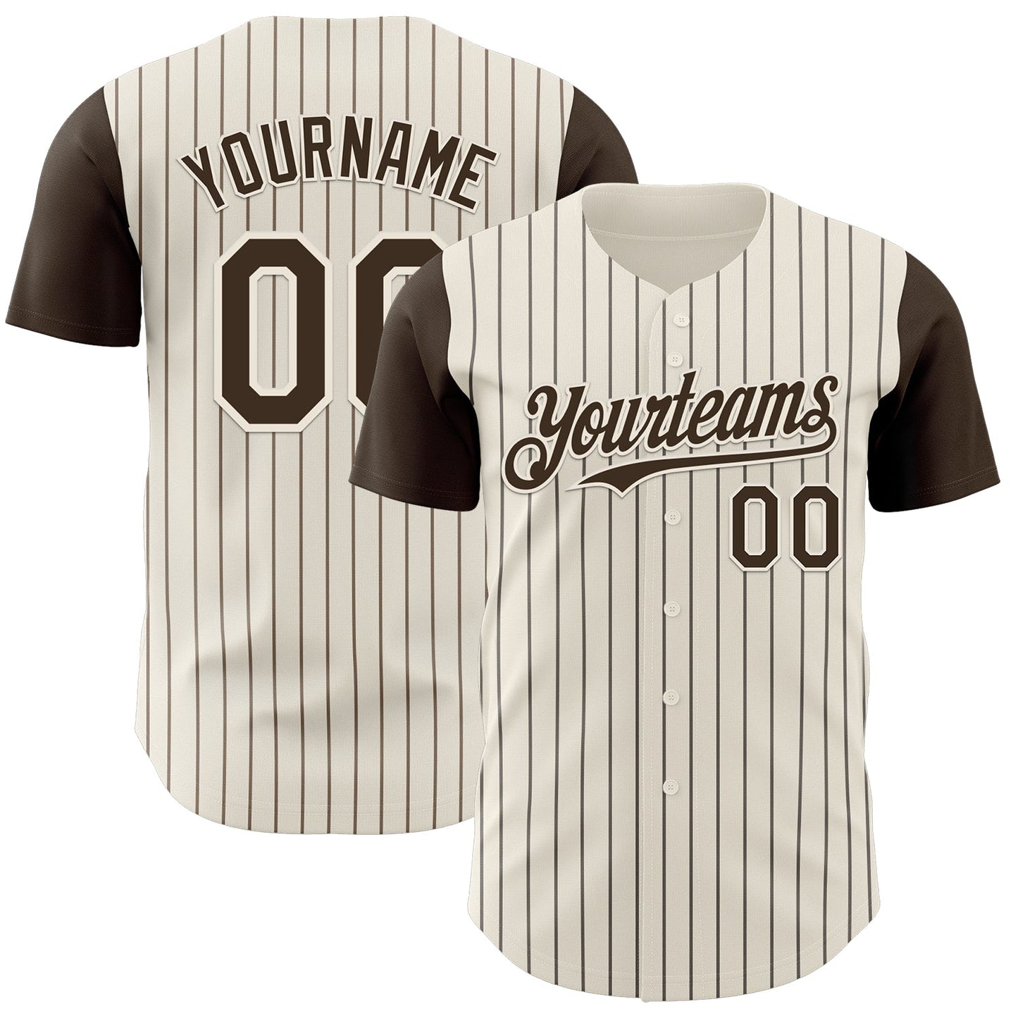 Custom Cream Brown Pinstripe Brown Authentic Two Tone Baseball Jersey - Main View