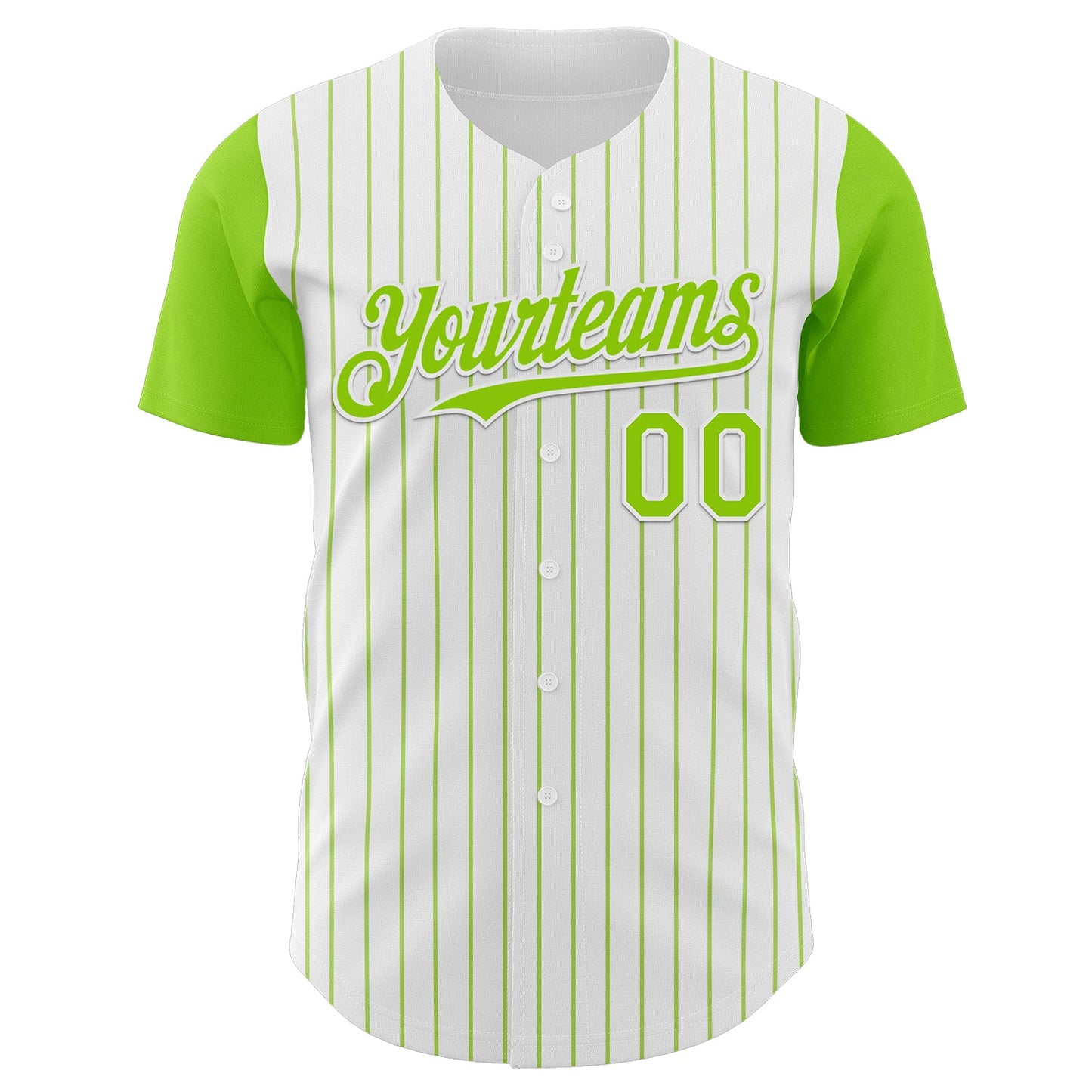 Custom White Neon Green Pinstripe Neon Green Authentic Two Tone Baseball Jersey view 2