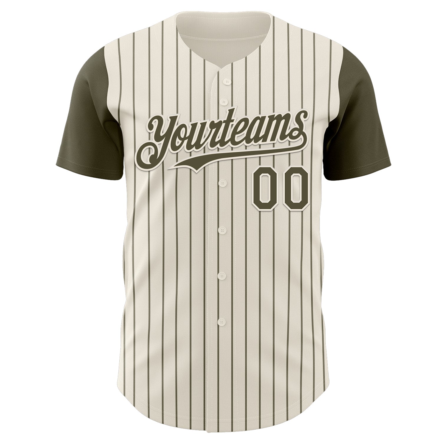 Custom Cream Olive Pinstripe Olive Authentic Two Tone Baseball Jersey view 2