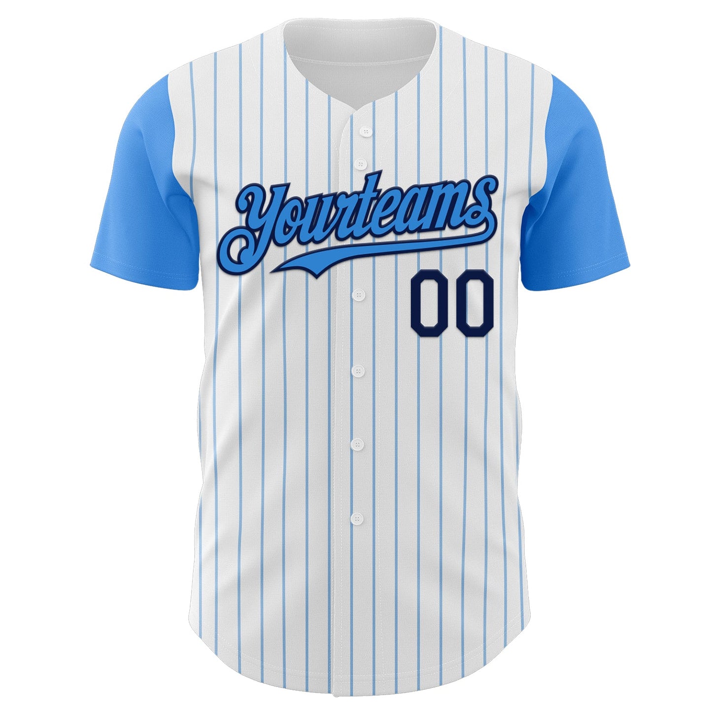Custom White Electric Blue Pinstripe Navy Authentic Two Tone Baseball Jersey view 2