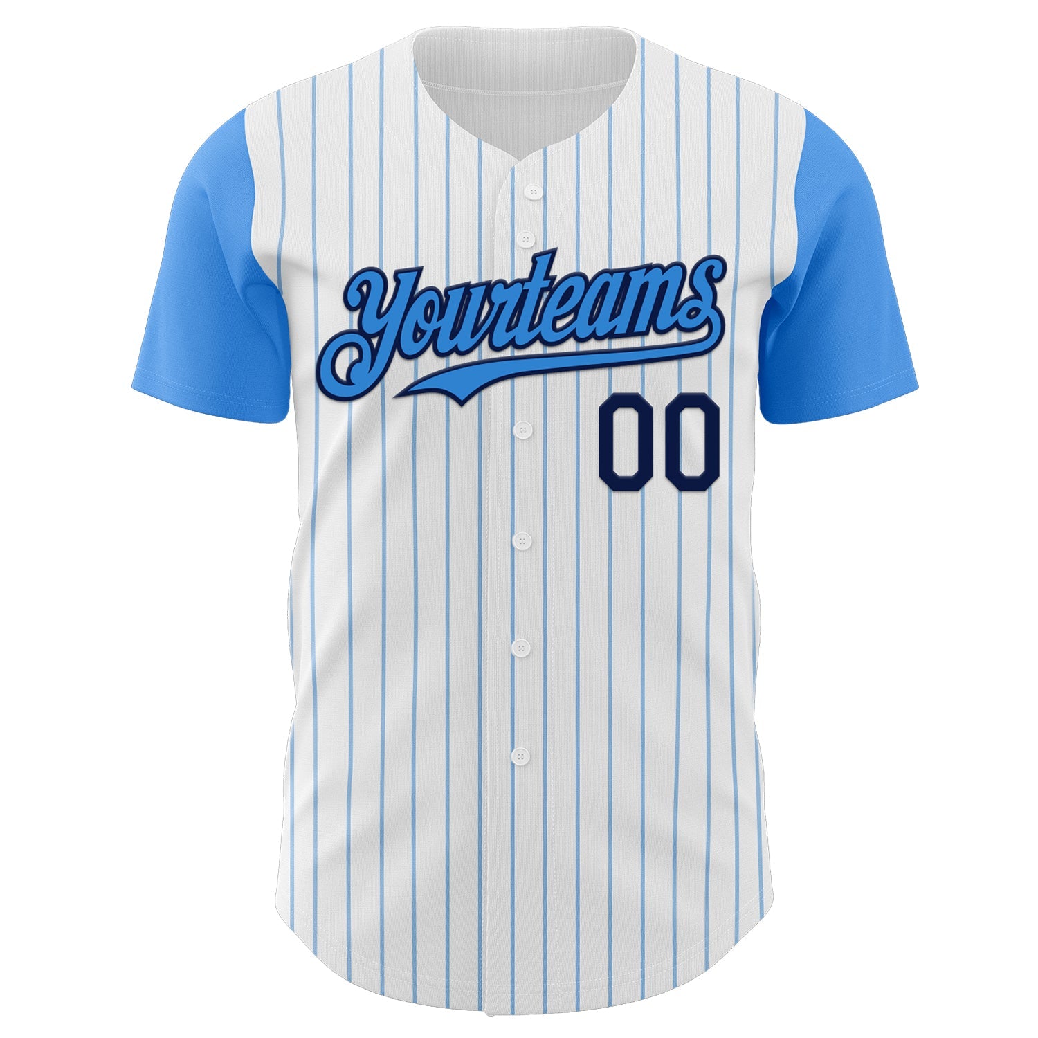 Custom White Electric Blue Pinstripe Navy Authentic Two Tone Baseball Jersey view 2