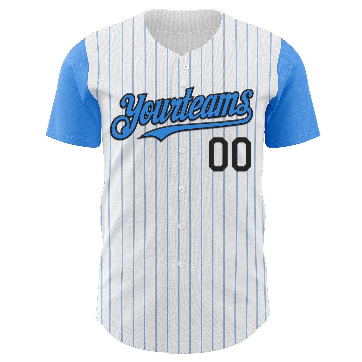 Custom White Electric Blue Pinstripe Black Authentic Two Tone Baseball Jersey view 2