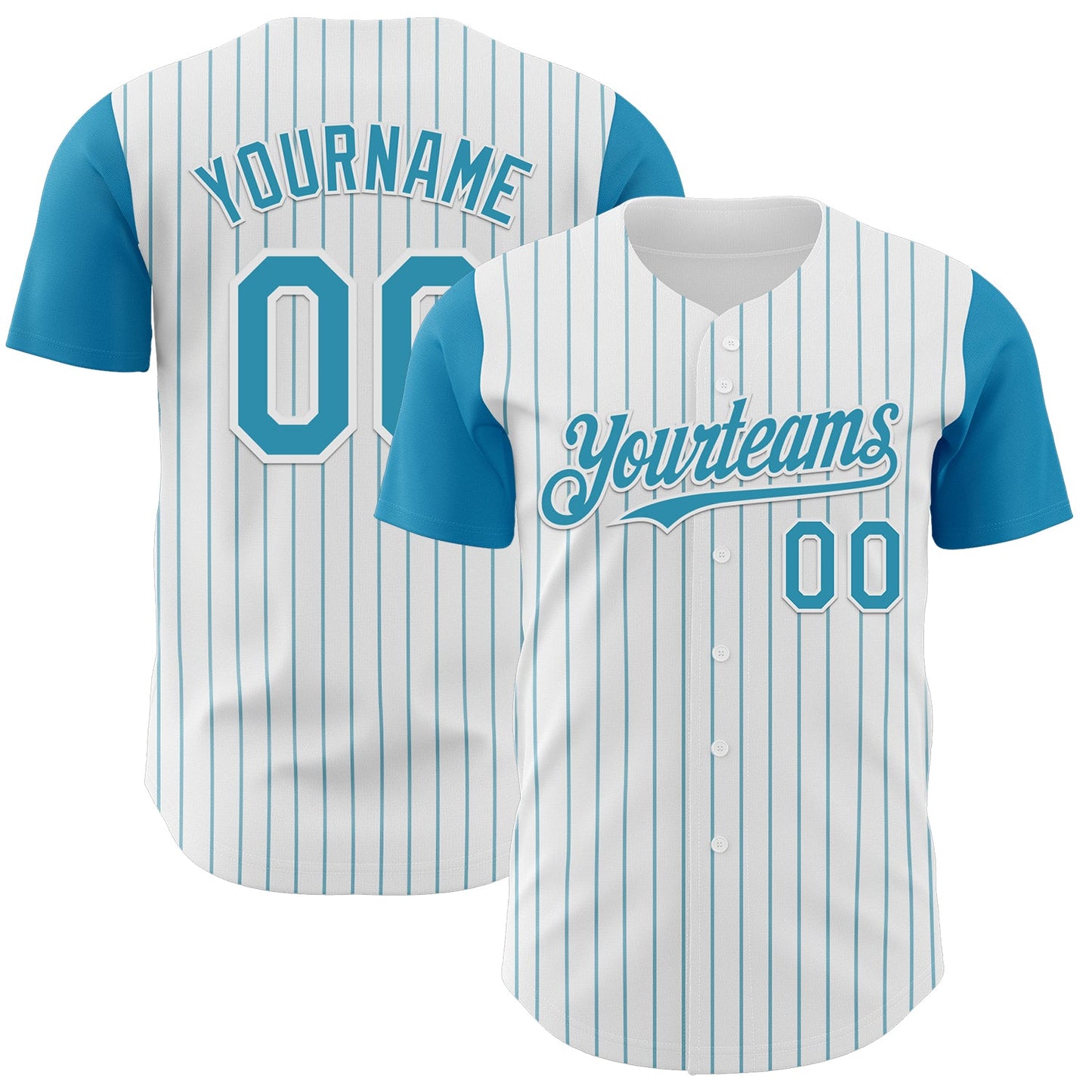 Custom White Panther Blue Pinstripe Panther Blue Authentic Two Tone Baseball Jersey - Main View