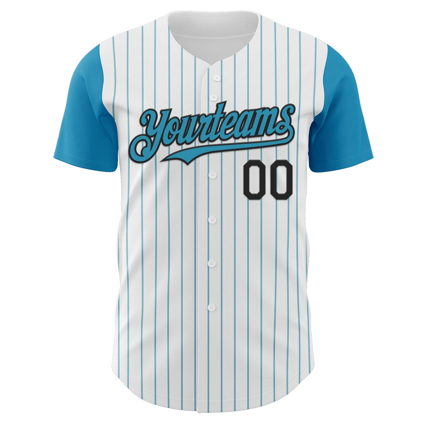 Custom White Panther Blue Pinstripe Black Authentic Two Tone Baseball Jersey view 2
