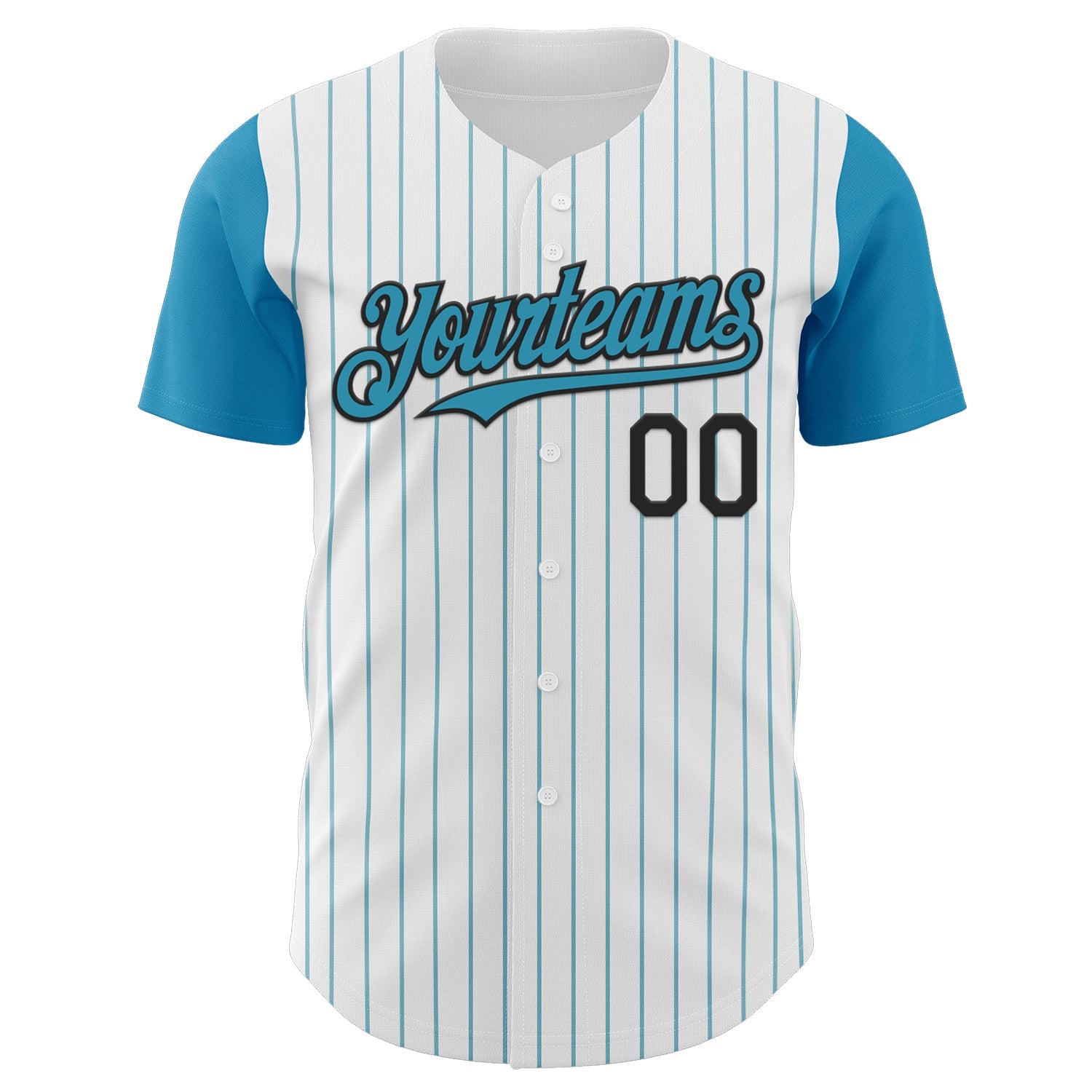 Custom White Panther Blue Pinstripe Black Authentic Two Tone Baseball Jersey view 2