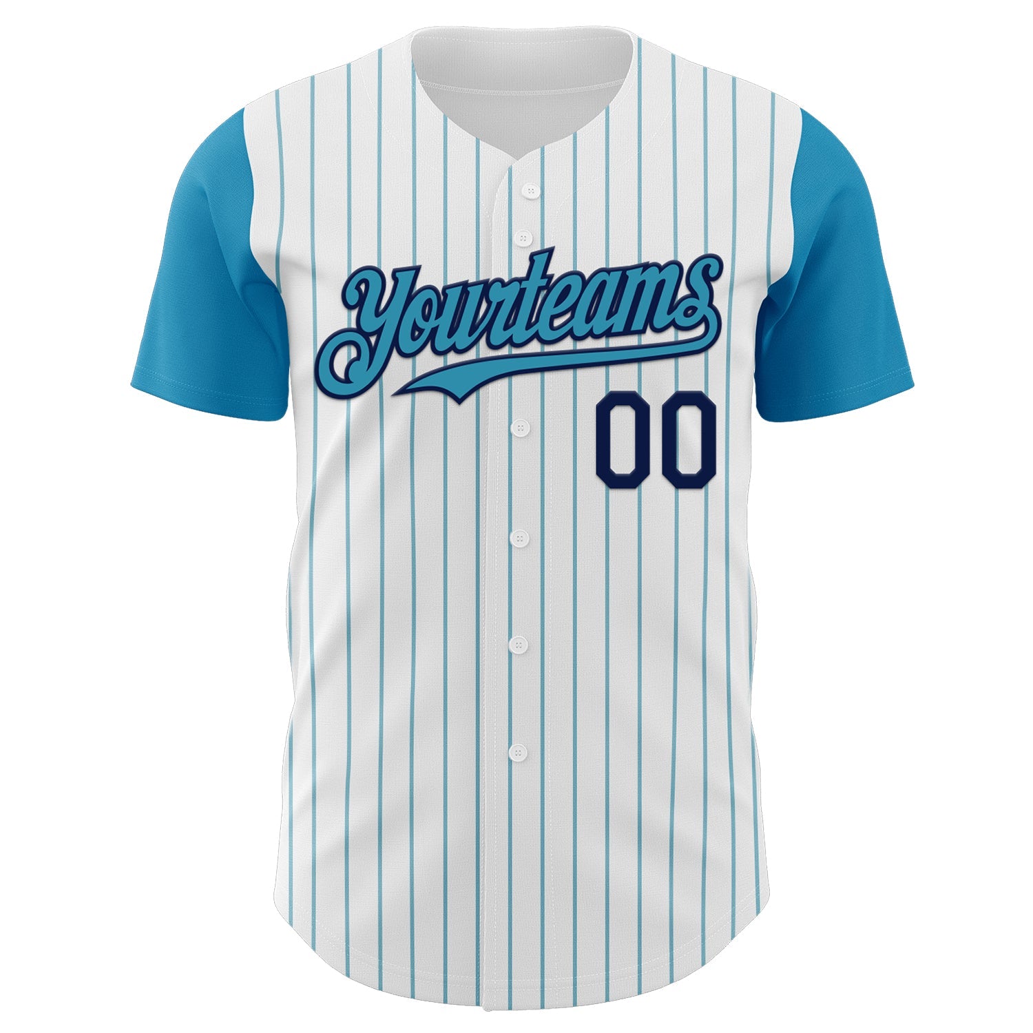 Custom White Panther Blue Pinstripe Navy Authentic Two Tone Baseball Jersey view 2