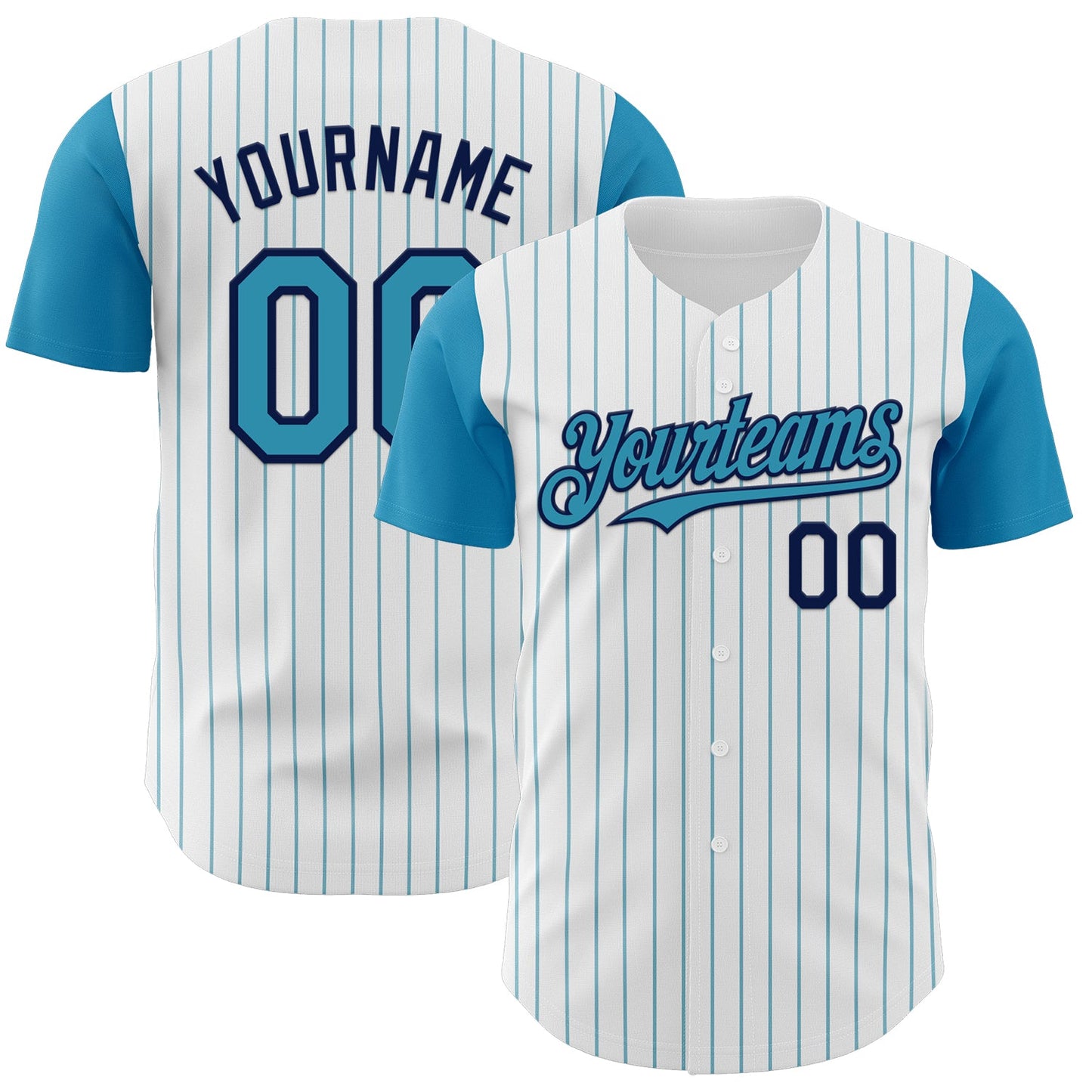 Custom White Panther Blue Pinstripe Navy Authentic Two Tone Baseball Jersey - Main View
