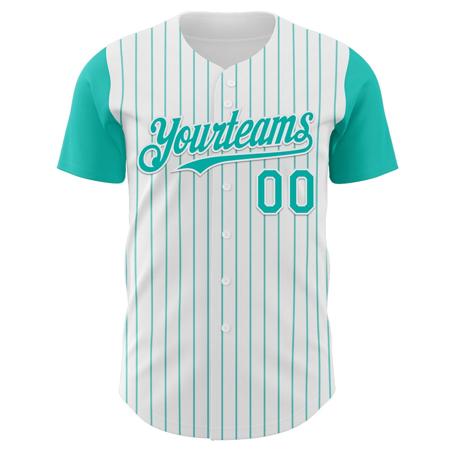 Custom White Aqua Pinstripe Aqua Authentic Two Tone Baseball Jersey view 2