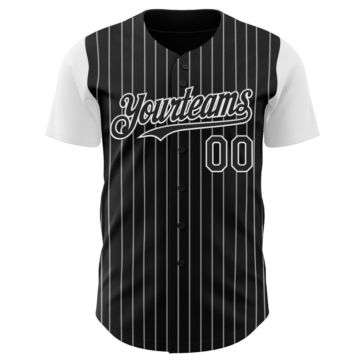 Custom Black White Pinstripe White Authentic Two Tone Baseball Jersey view 2