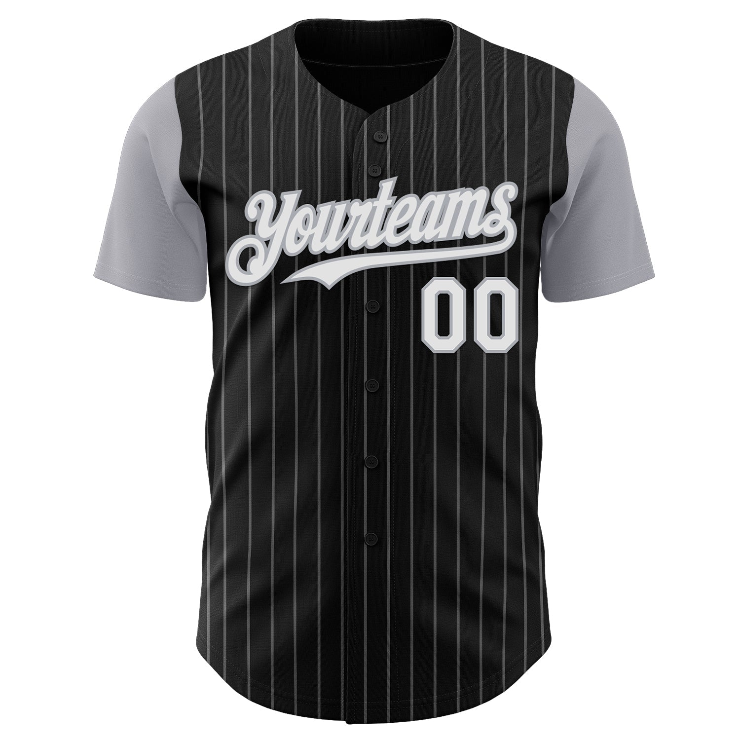 Custom Black Gray Pinstripe White Authentic Two Tone Baseball Jersey view 2