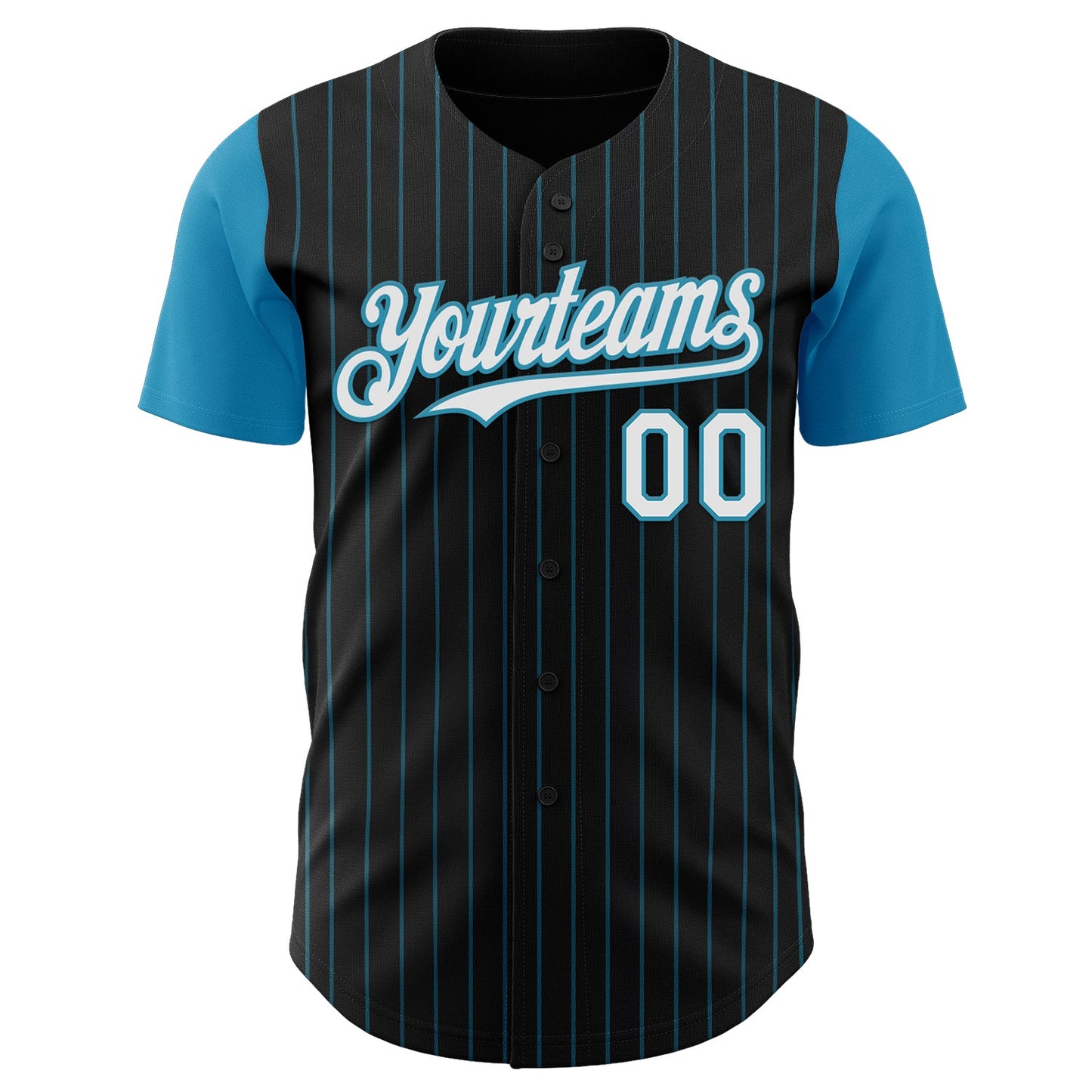 Custom Black Panther Blue Pinstripe White Authentic Two Tone Baseball Jersey view 2