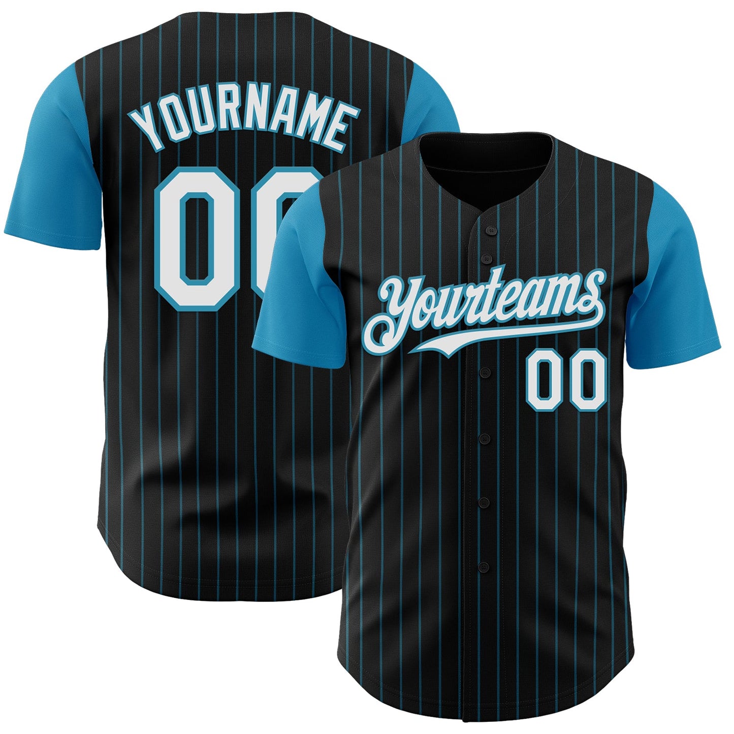 Custom Black Panther Blue Pinstripe White Authentic Two Tone Baseball Jersey - Main View