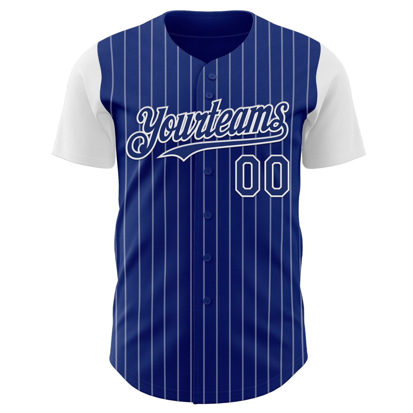 Custom Royal White Pinstripe White Authentic Two Tone Baseball Jersey view 2