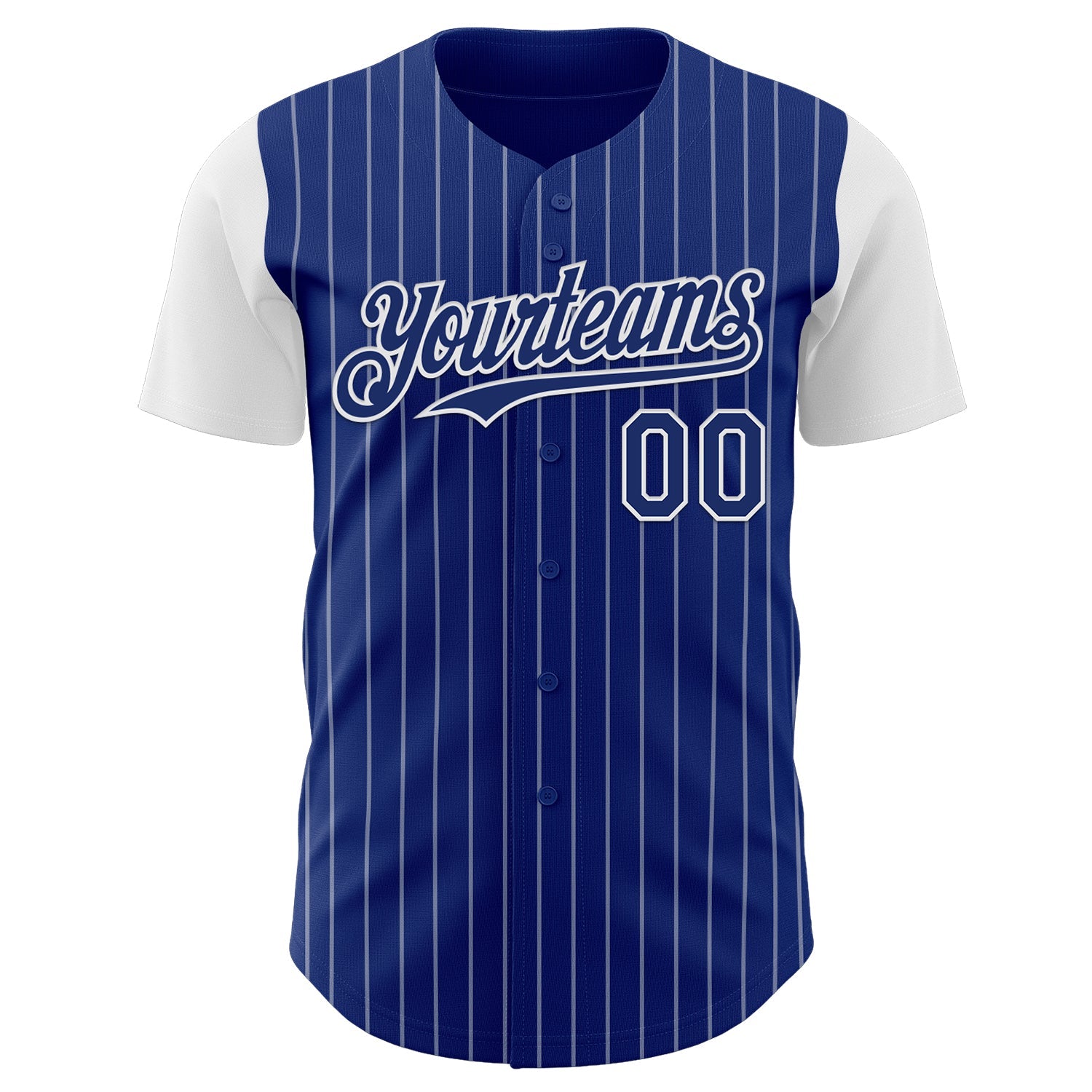 Custom Royal White Pinstripe White Authentic Two Tone Baseball Jersey view 2