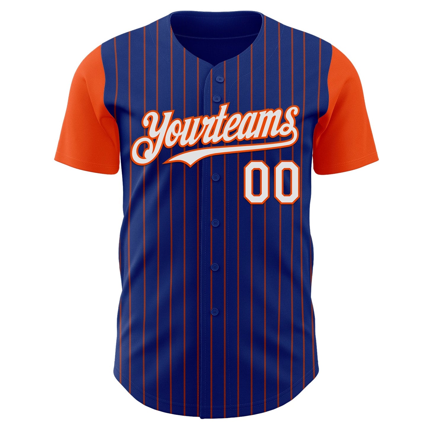 Custom Royal Orange Pinstripe White Authentic Two Tone Baseball Jersey view 2