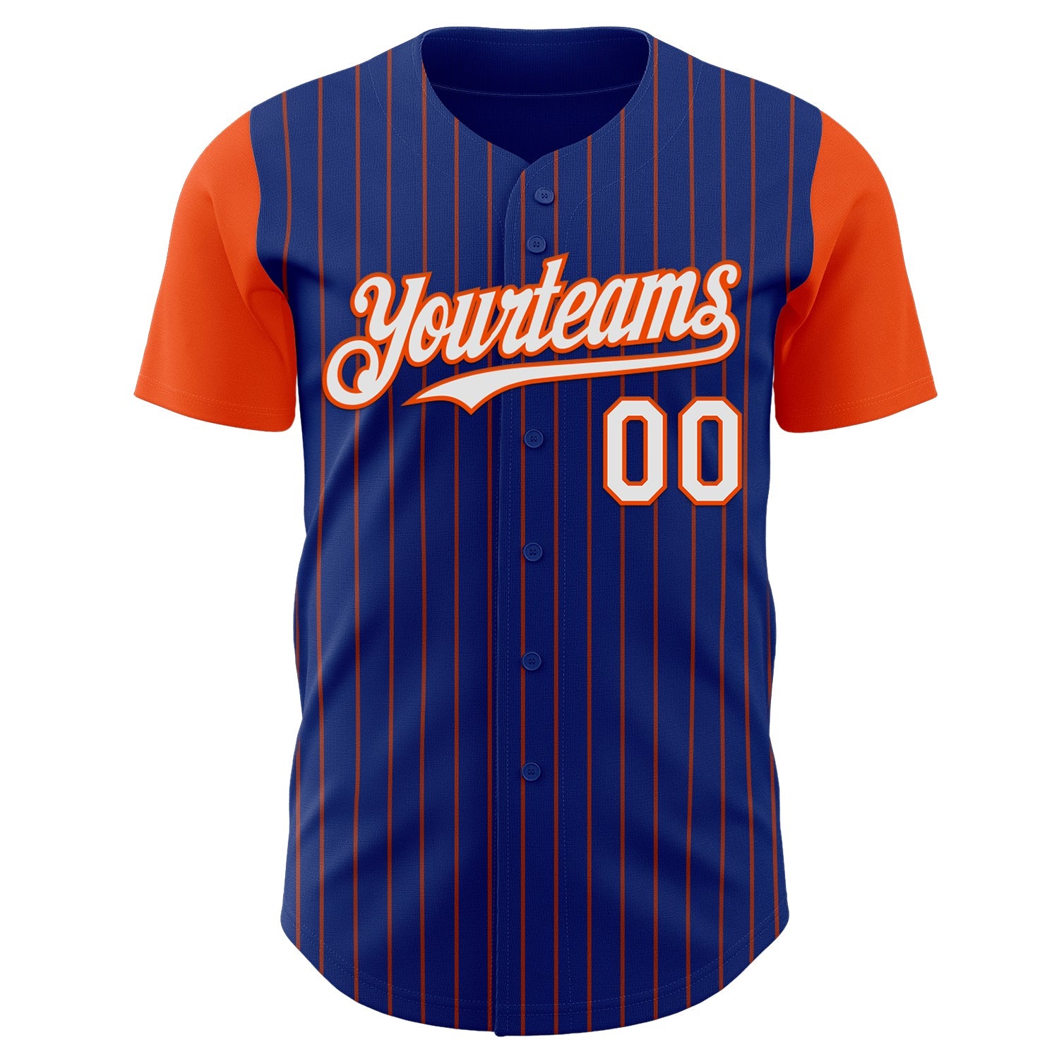 Custom Royal Orange Pinstripe White Authentic Two Tone Baseball Jersey view 2