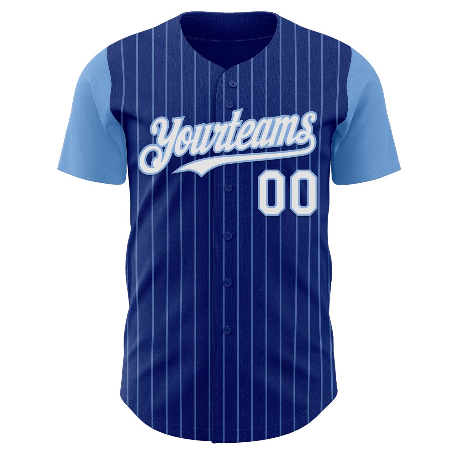 Custom Royal Light Blue Pinstripe White Authentic Two Tone Baseball Jersey view 2