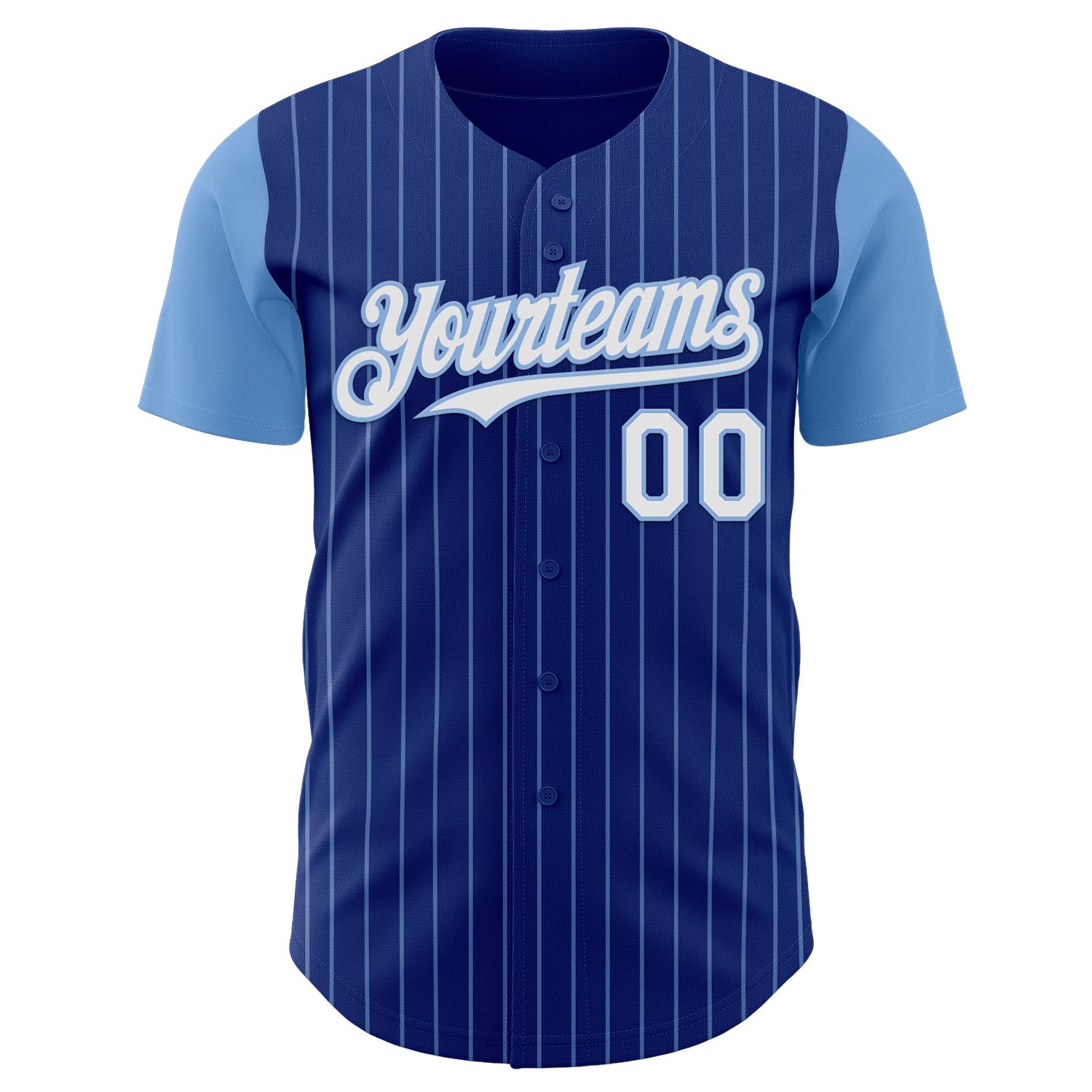 Custom Royal Light Blue Pinstripe White Authentic Two Tone Baseball Jersey view 2