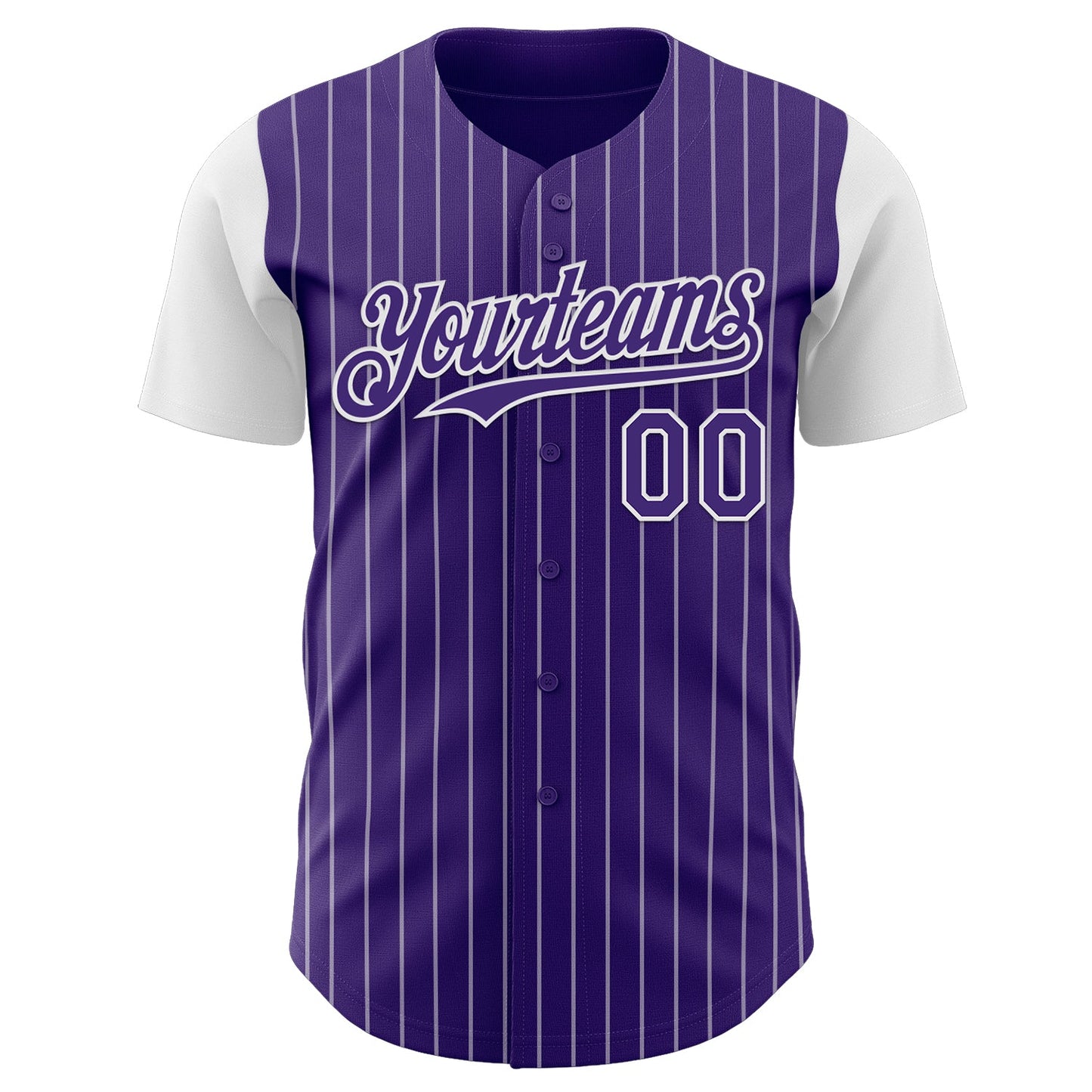 Custom Purple White Pinstripe White Authentic Two Tone Baseball Jersey view 2