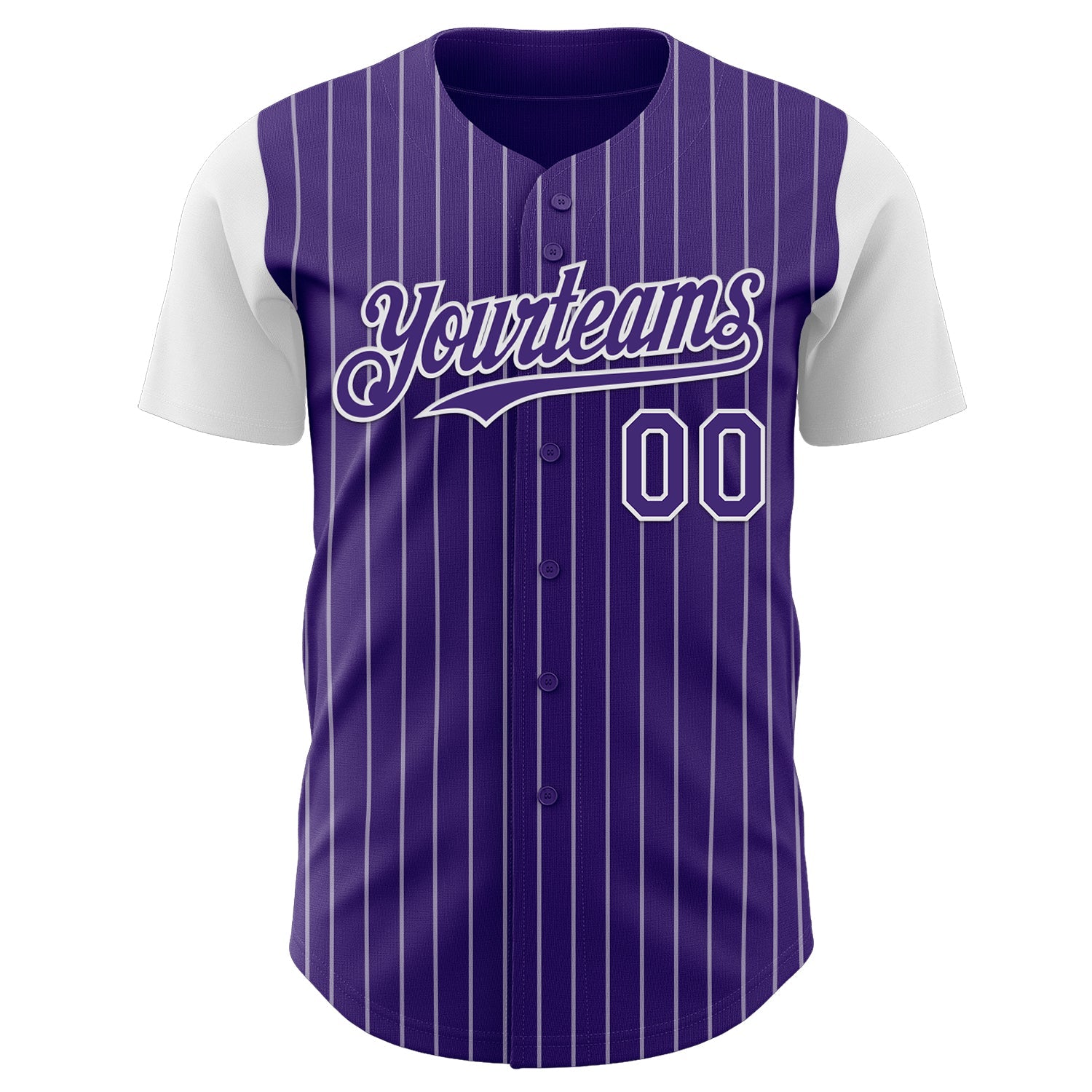 Custom Purple White Pinstripe White Authentic Two Tone Baseball Jersey view 2