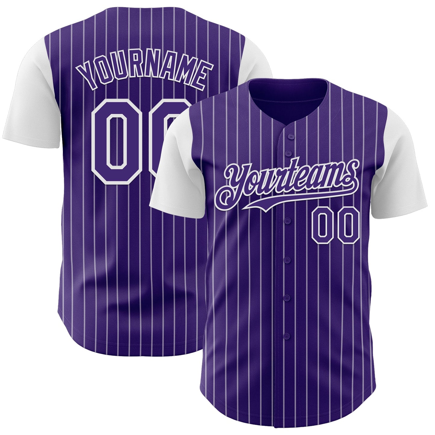 Custom Purple White Pinstripe White Authentic Two Tone Baseball Jersey - Main View