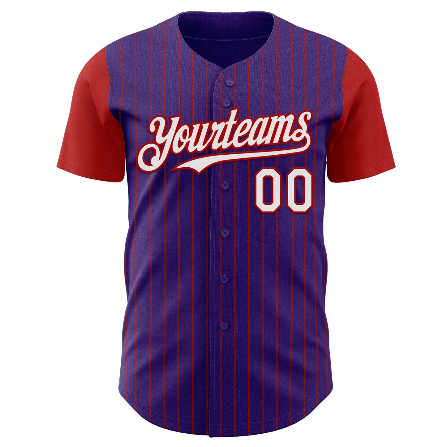 Custom Purple Red Pinstripe White Authentic Two Tone Baseball Jersey view 2