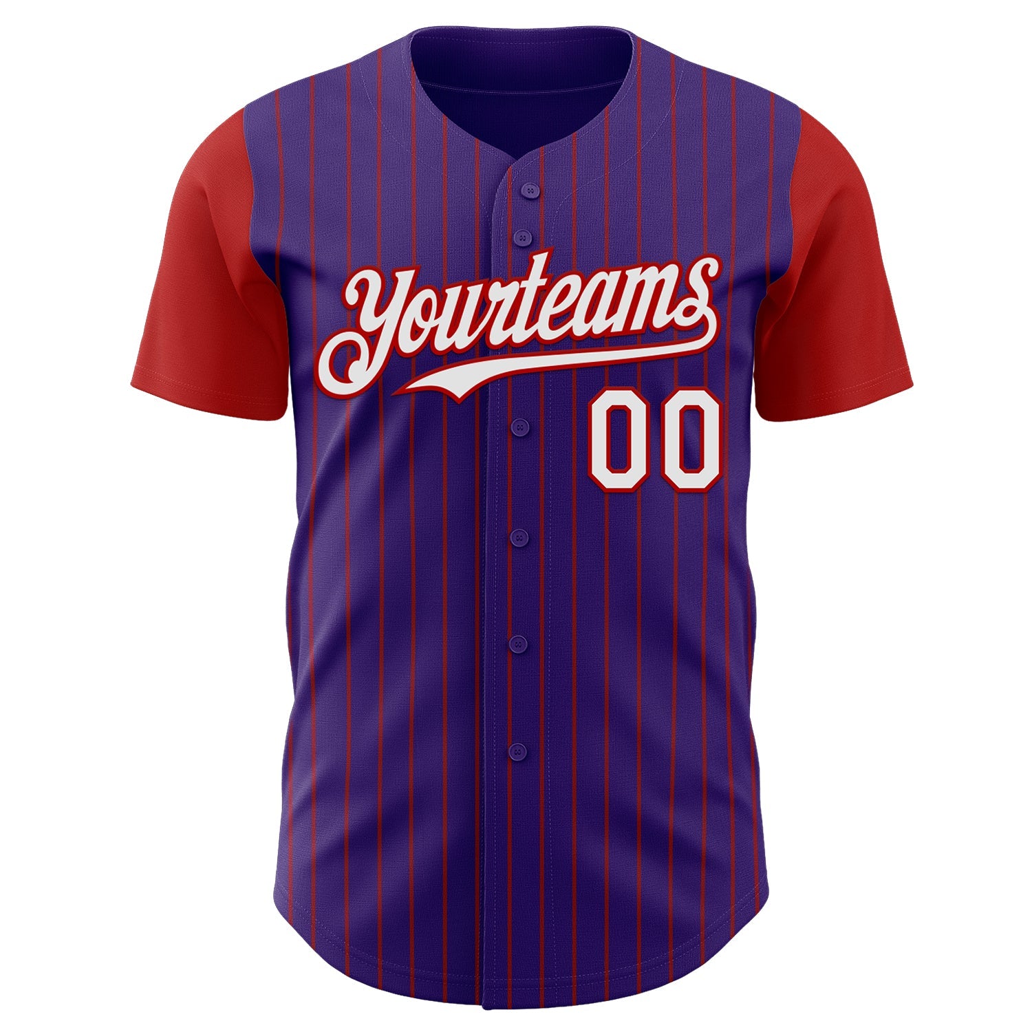 Custom Purple Red Pinstripe White Authentic Two Tone Baseball Jersey view 2