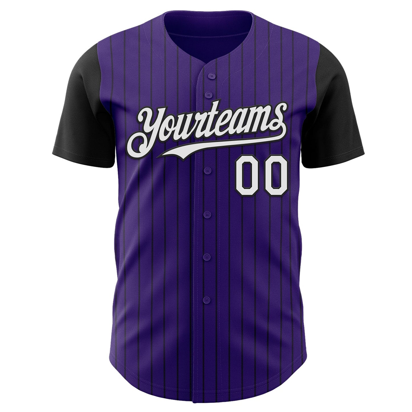 Custom Purple Black Pinstripe White Authentic Two Tone Baseball Jersey view 2