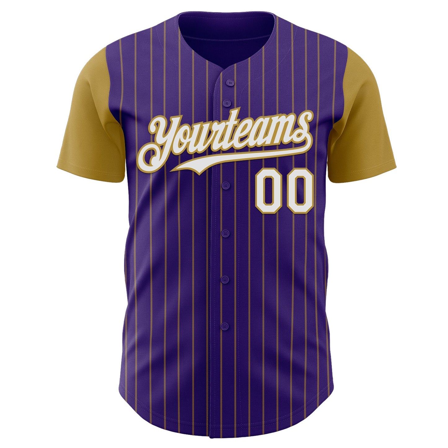 Custom Purple Old Gold Pinstripe White Authentic Two Tone Baseball Jersey view 2