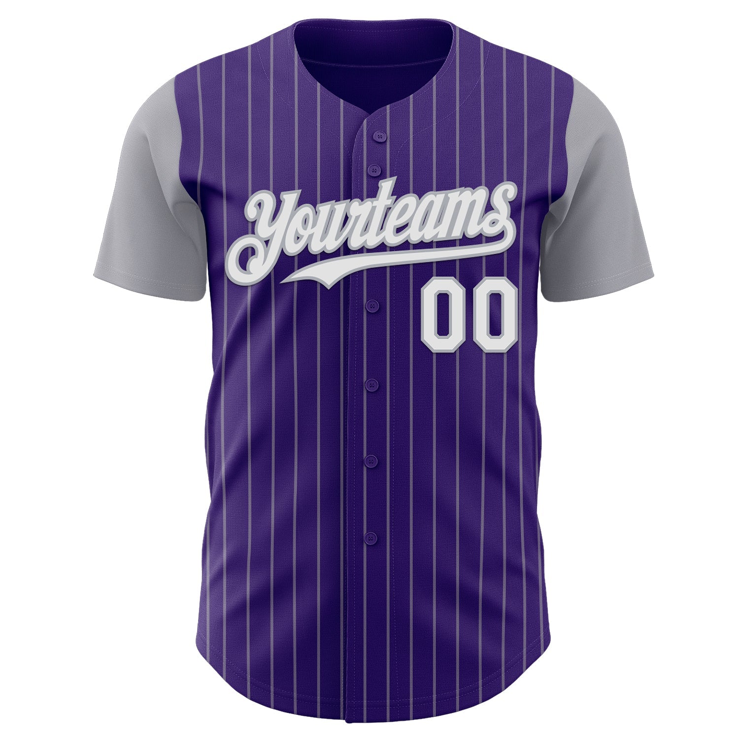 Custom Purple Gray Pinstripe White Authentic Two Tone Baseball Jersey view 2