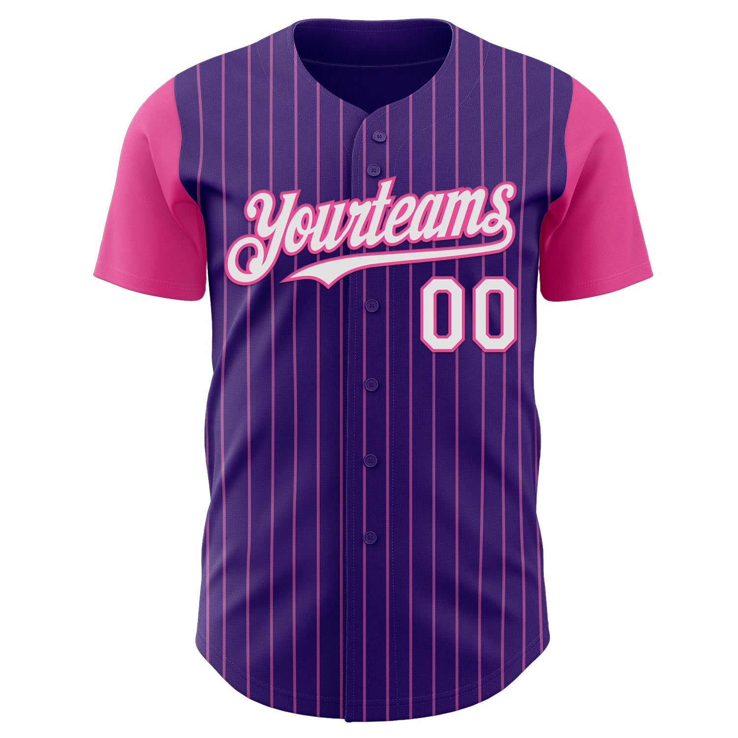 Custom Purple Pink Pinstripe White Authentic Two Tone Baseball Jersey view 2