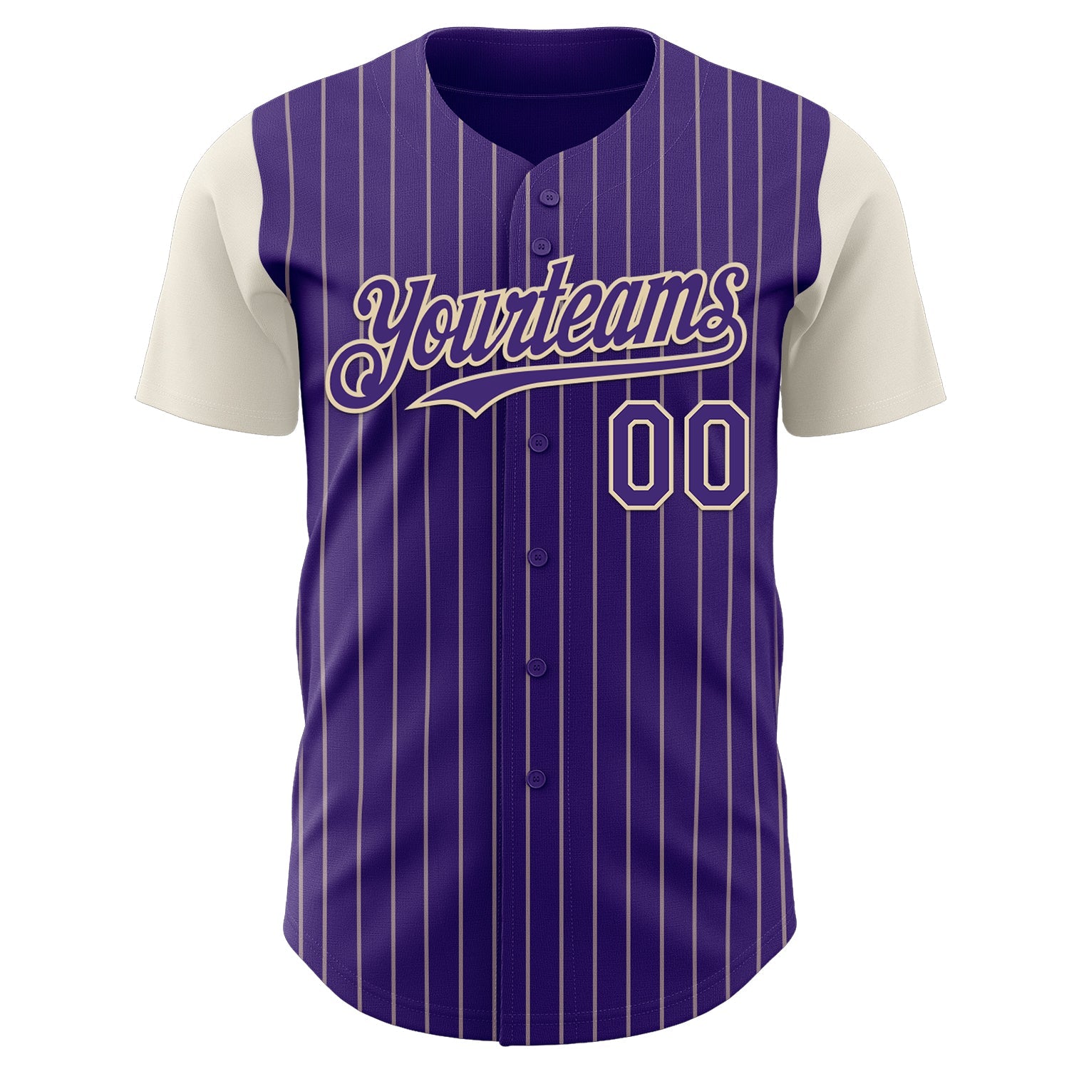 Custom Purple Cream Pinstripe Cream Authentic Two Tone Baseball Jersey view 2