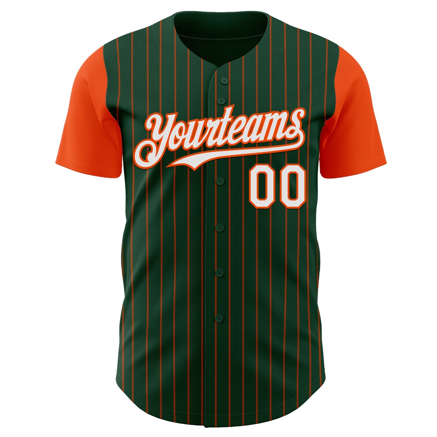 Custom Green Orange Pinstripe White Authentic Two Tone Baseball Jersey view 2