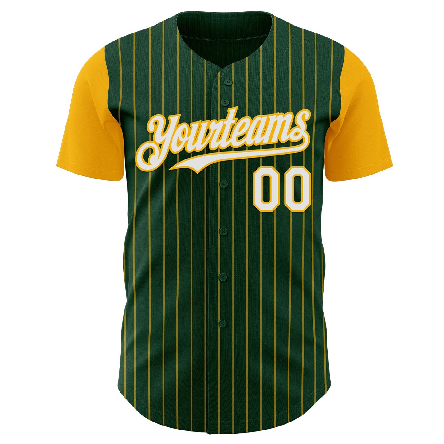 Custom Green Gold Pinstripe White Authentic Two Tone Baseball Jersey view 2